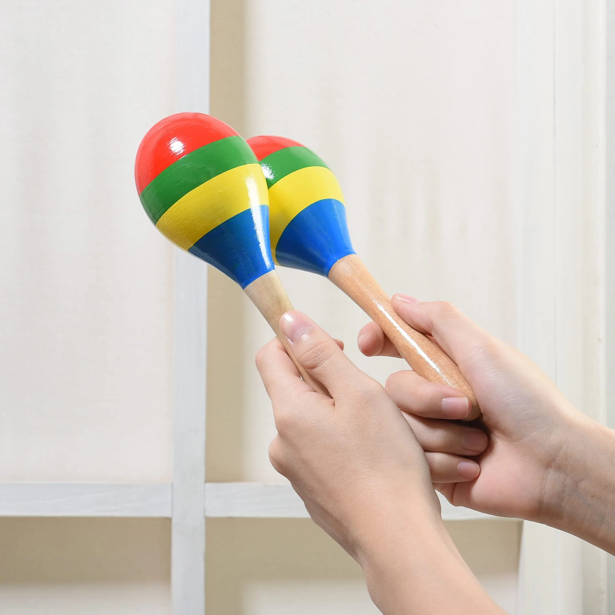 Maracas Hand Percussion Rattles, Wooden Rumba Shaker Musical Instrument for Kids Adults, Set of 2 - Image 7