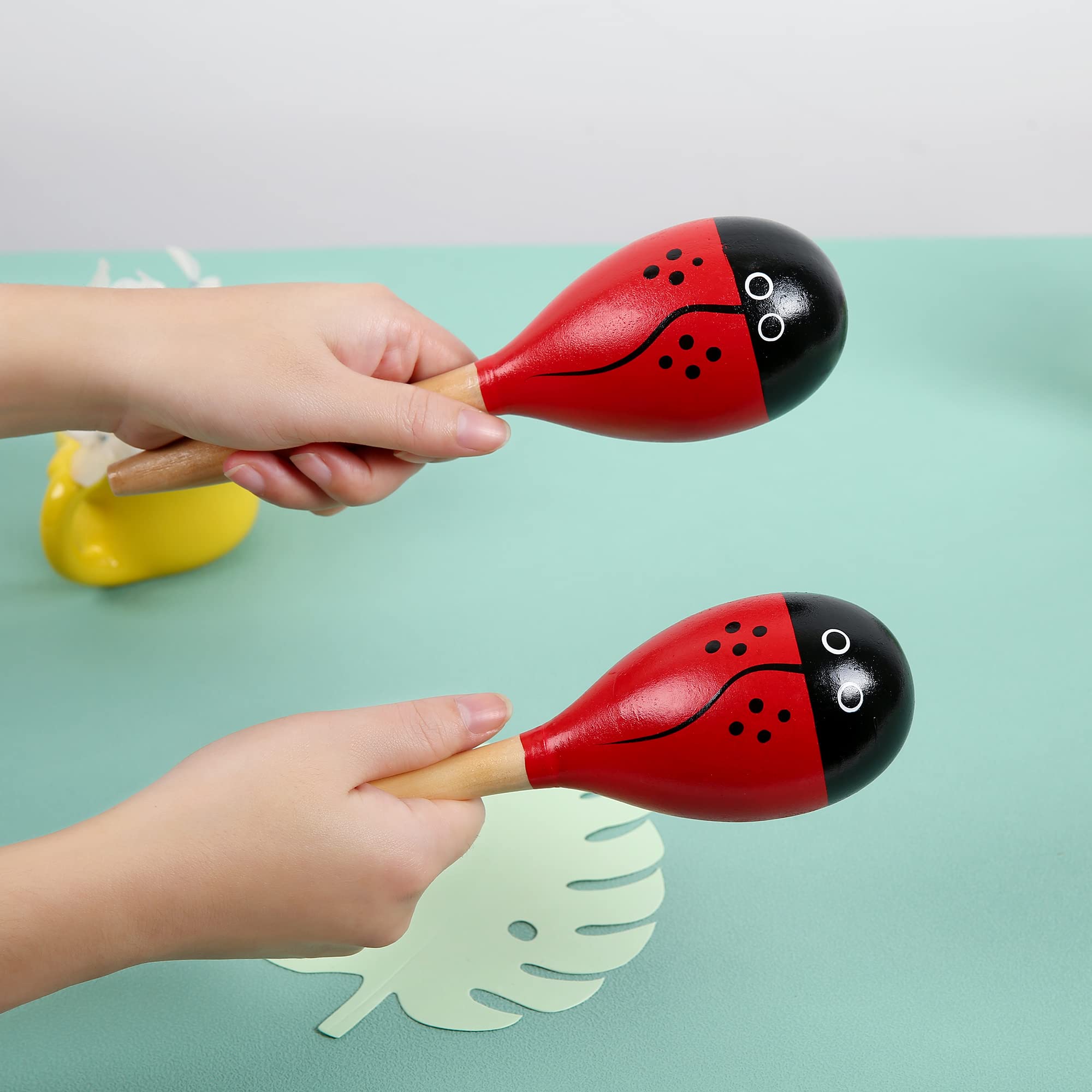Maracas, Wooden Shaker Musical Percussion Instrument for Adult Kids Babies Toddlers, Red Ladybird - Image 6
