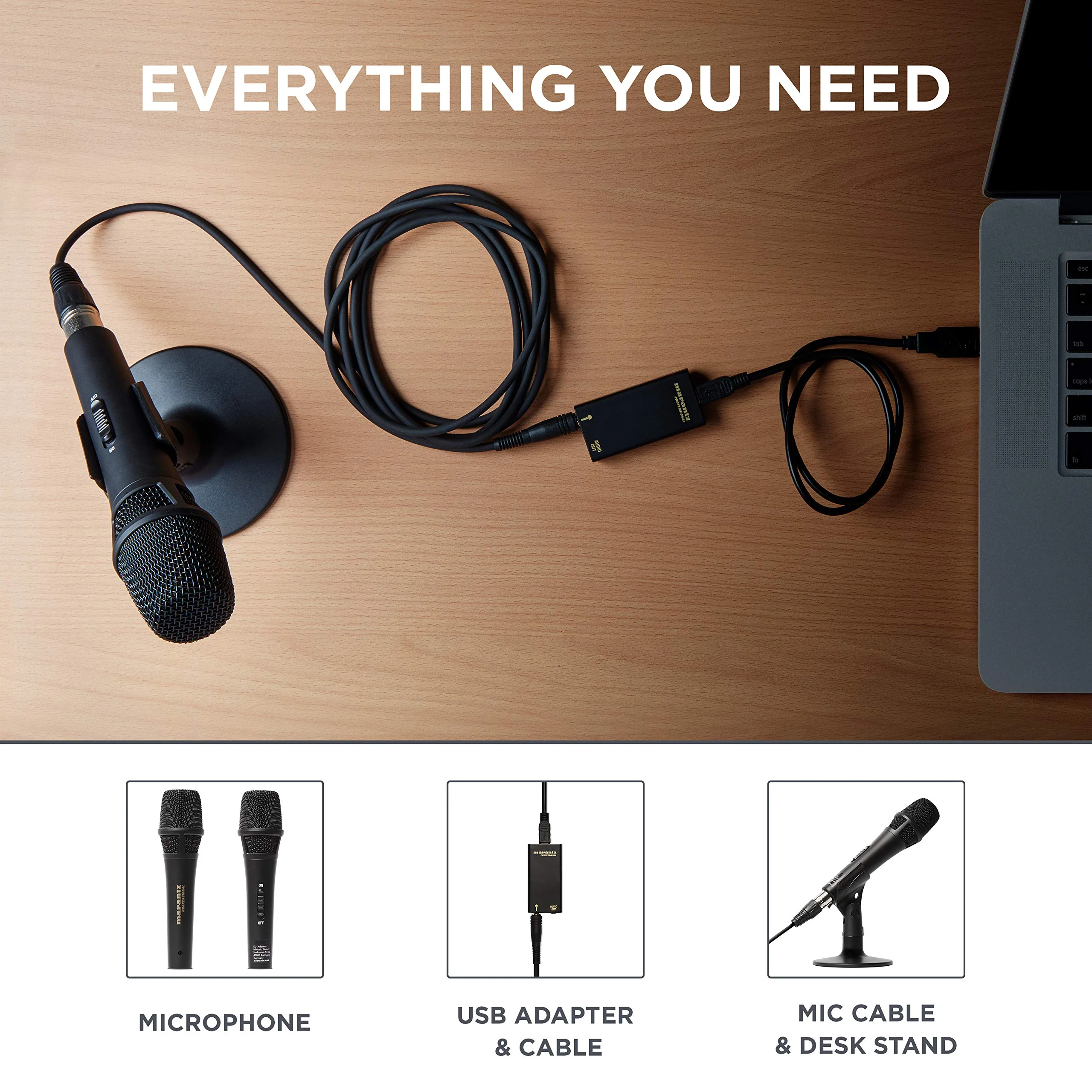 Marantz Professional M4U – USB Condenser Microphone For Podcast Projects and Streaming with Audio Interface, Mic Cable and Desk Stand M4U USB Mic - Image 2