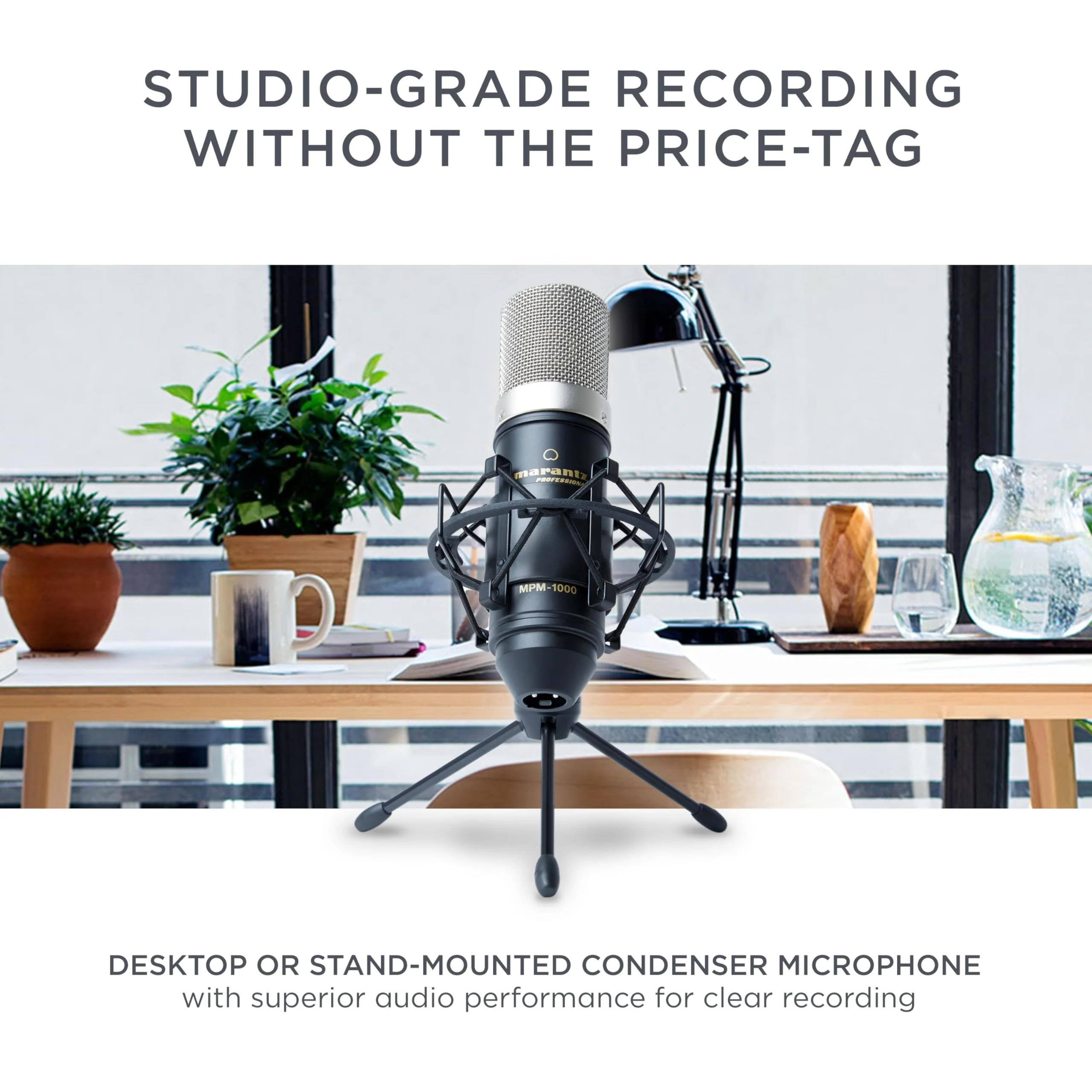 Marantz Professional MPM-1000 - Studio Recording XLR Condenser Microphone with Desktop Stand and Cable - For Podcast and Streaming Projects - Image 2