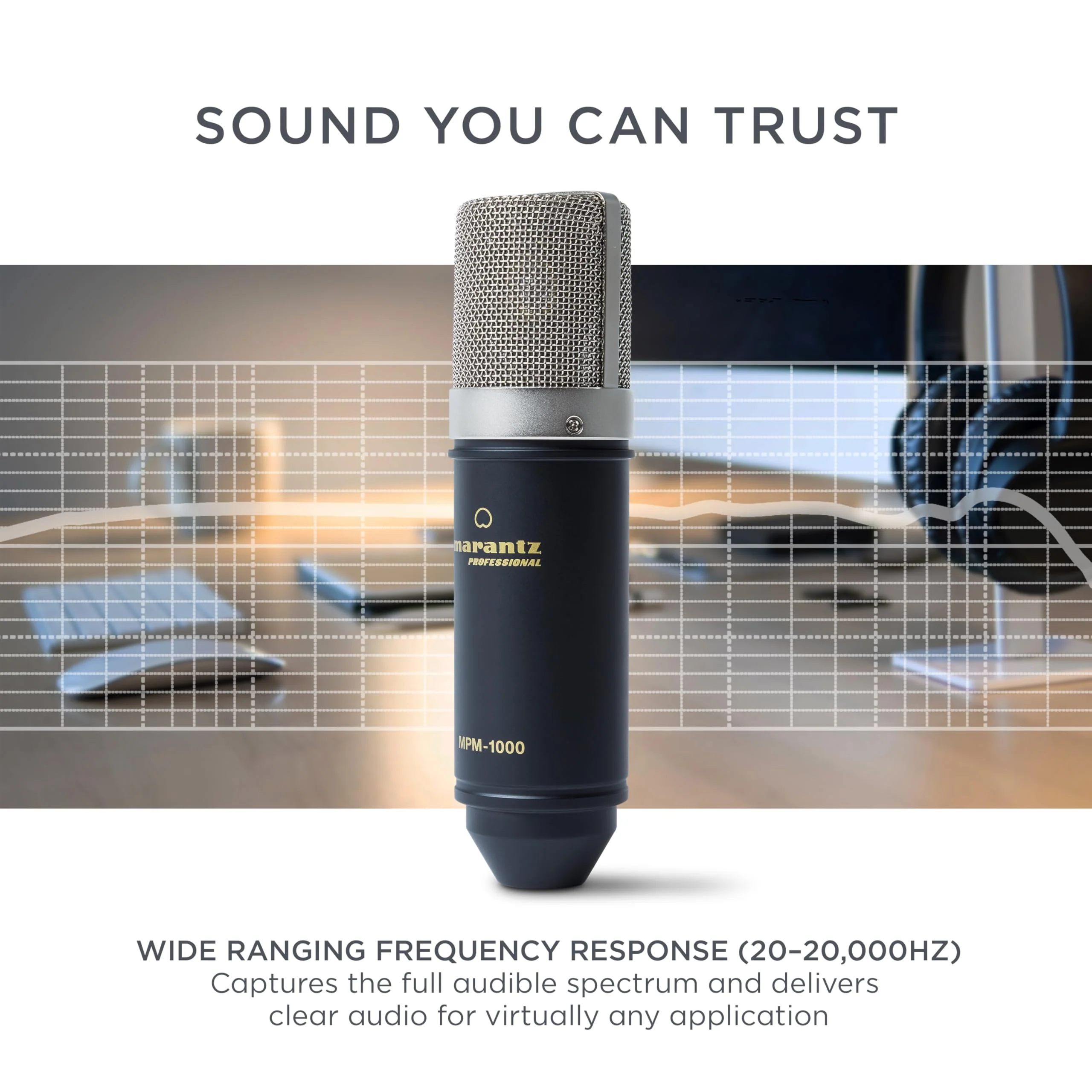 Marantz Professional MPM-1000 - Studio Recording XLR Condenser Microphone with Desktop Stand and Cable - For Podcast and Streaming Projects - Image 4
