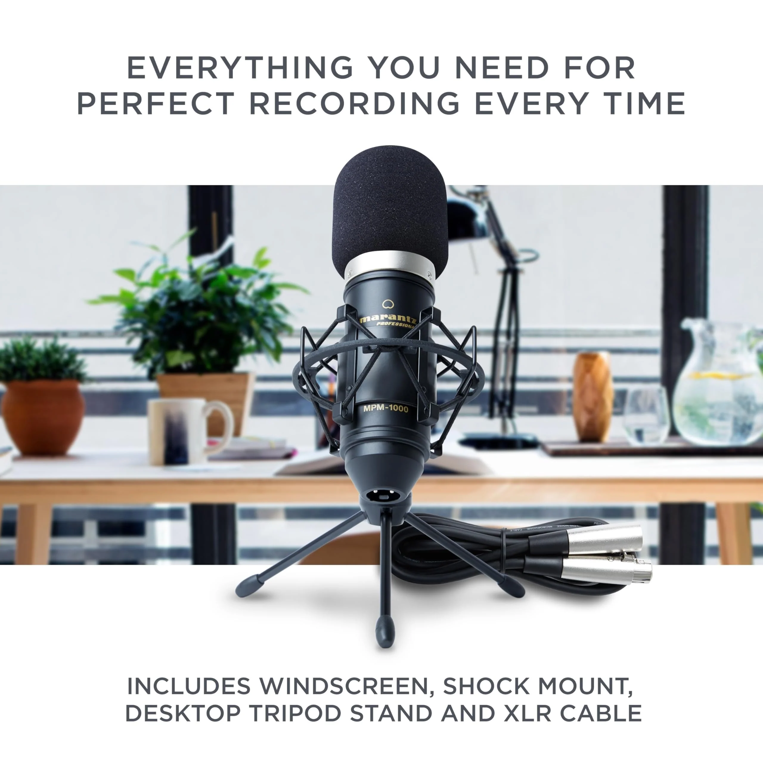 Marantz Professional MPM-1000 - Studio Recording XLR Condenser Microphone with Desktop Stand and Cable - For Podcast and Streaming Projects - Image 5