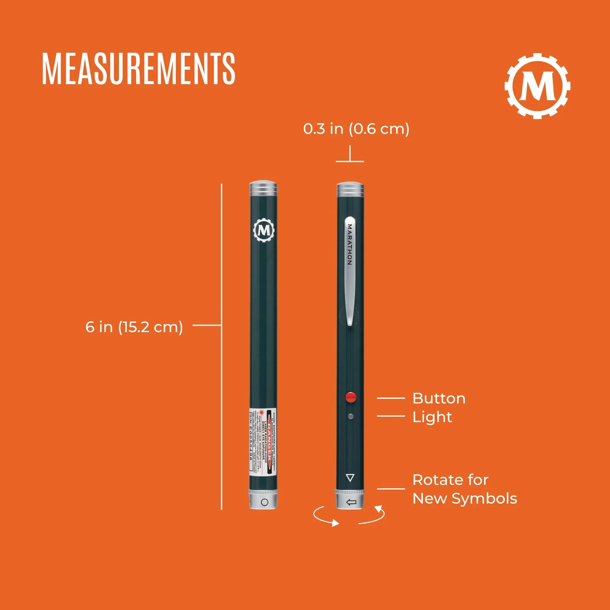 Marathon Multi Symbol Laser Pointer, Red - 1 Mile Night-time Range & Visible in Broad Daylight - 4 Custom Pointers - Two AAA Batteries Included - Image 3