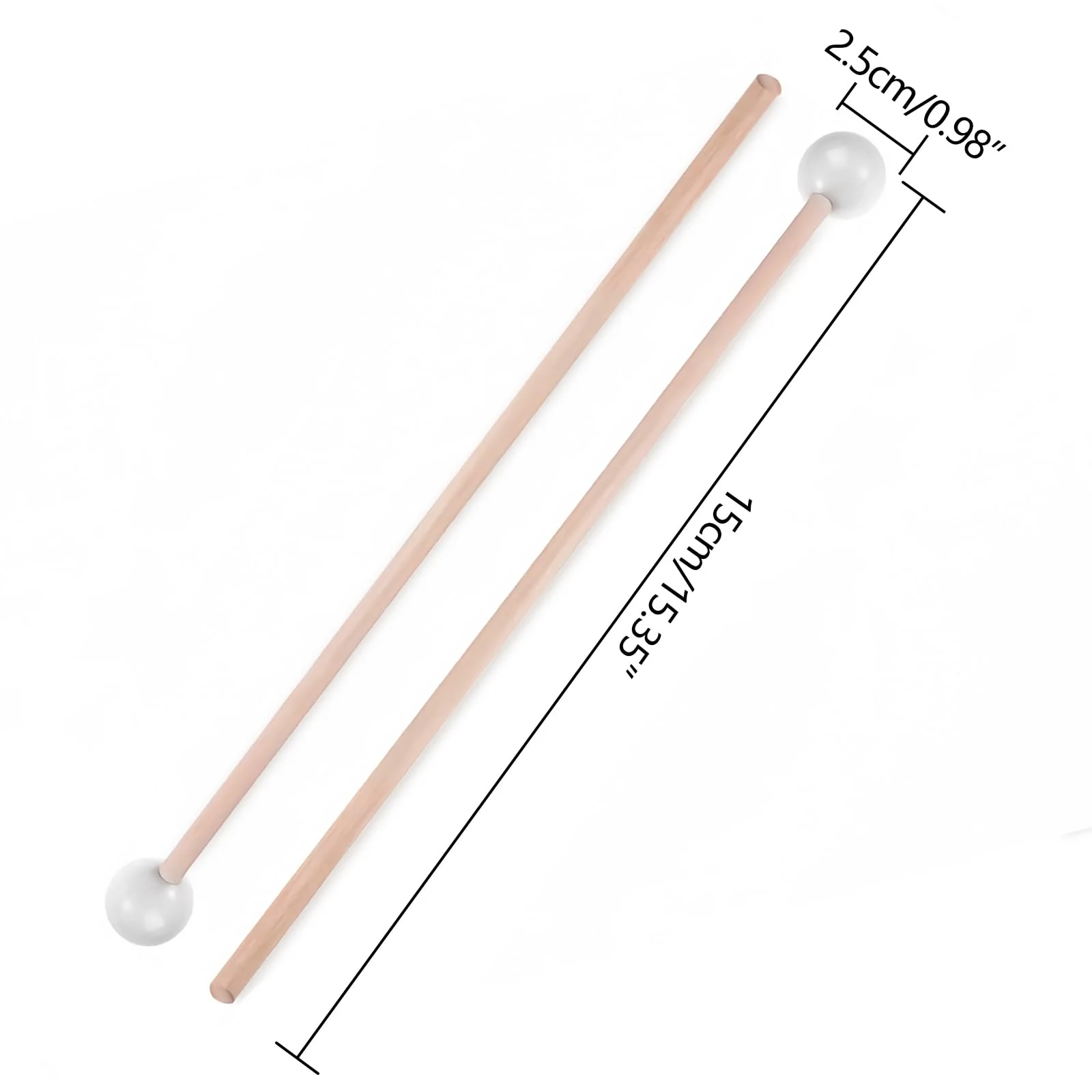 Marimba & Glockenspiel Percussion Mallets - Rubber Xylophone Sticks with Wood Handles(White) - Image 2
