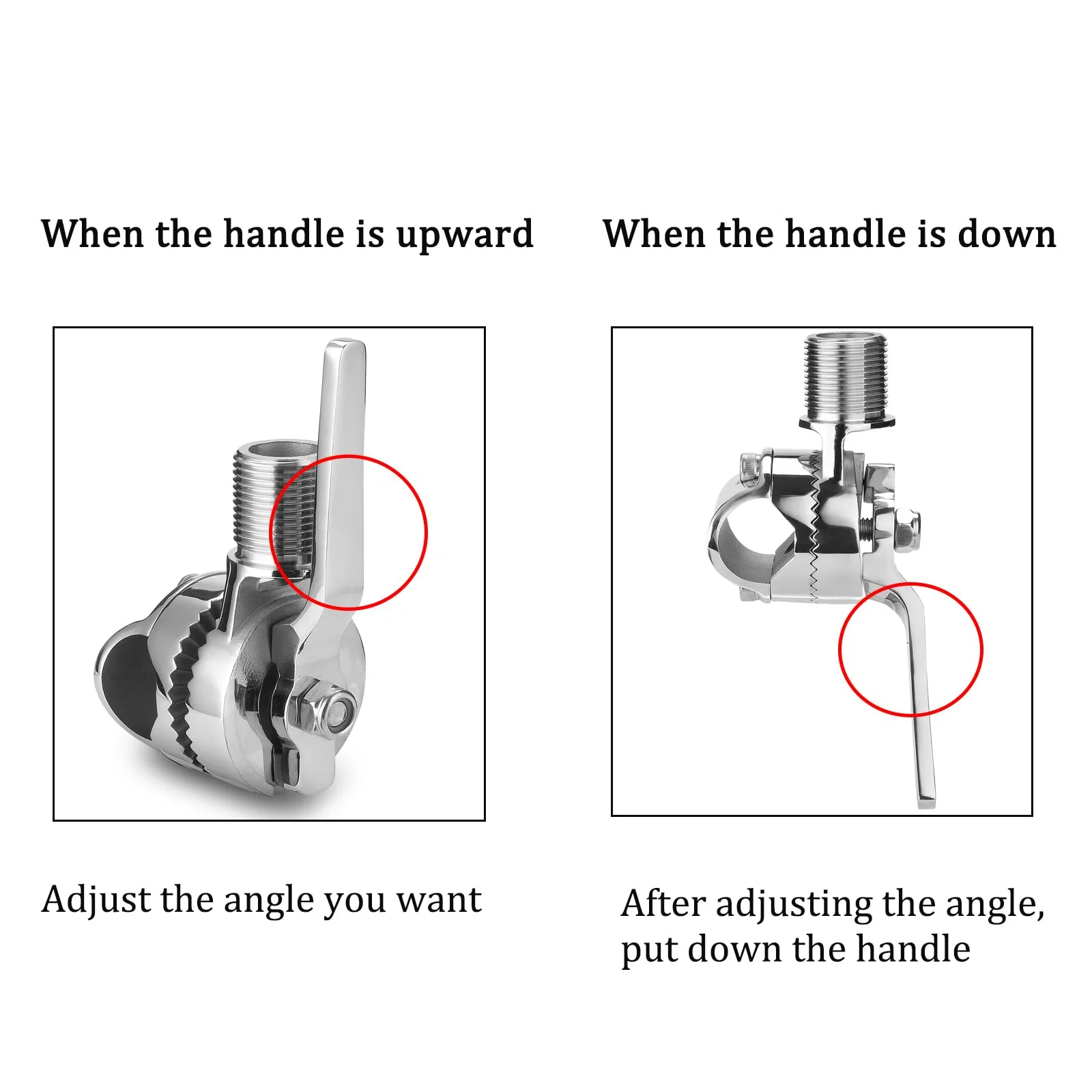 Marine VHF Antenna Mounts, Rail Mount Adjustable Antenna Base, Ratchet Mount, for 7/8 to 1 inch (22-25.4mm) Rail, 316 Stainless Steel, with Mounting Wrench - Image 3