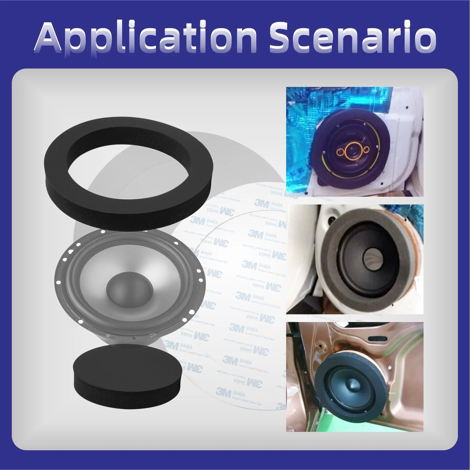 Mariyandh 6.5" Foam Speaker Enhancer Foam Fast Rings Fits for 6" 6.5" Car Door Speaker, Universal High Rebound Sponge Bass Blocker Kit with High Rebound for Stereo Audio Speaker - Image 7