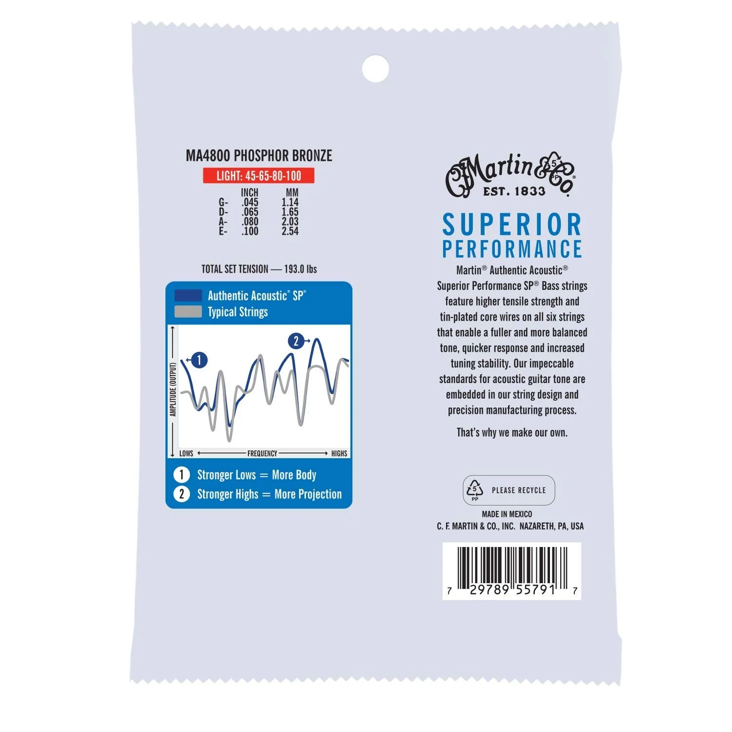 Martin Authentic Acoustic® SP® Bass Strings – Phosphor Bronze, Light Gauge | Long-Lasting Tone, Corrosion Resistance & Tuning Stability | 4-String Acoustic Bass Set Light Bass, (4 str) - Image 2