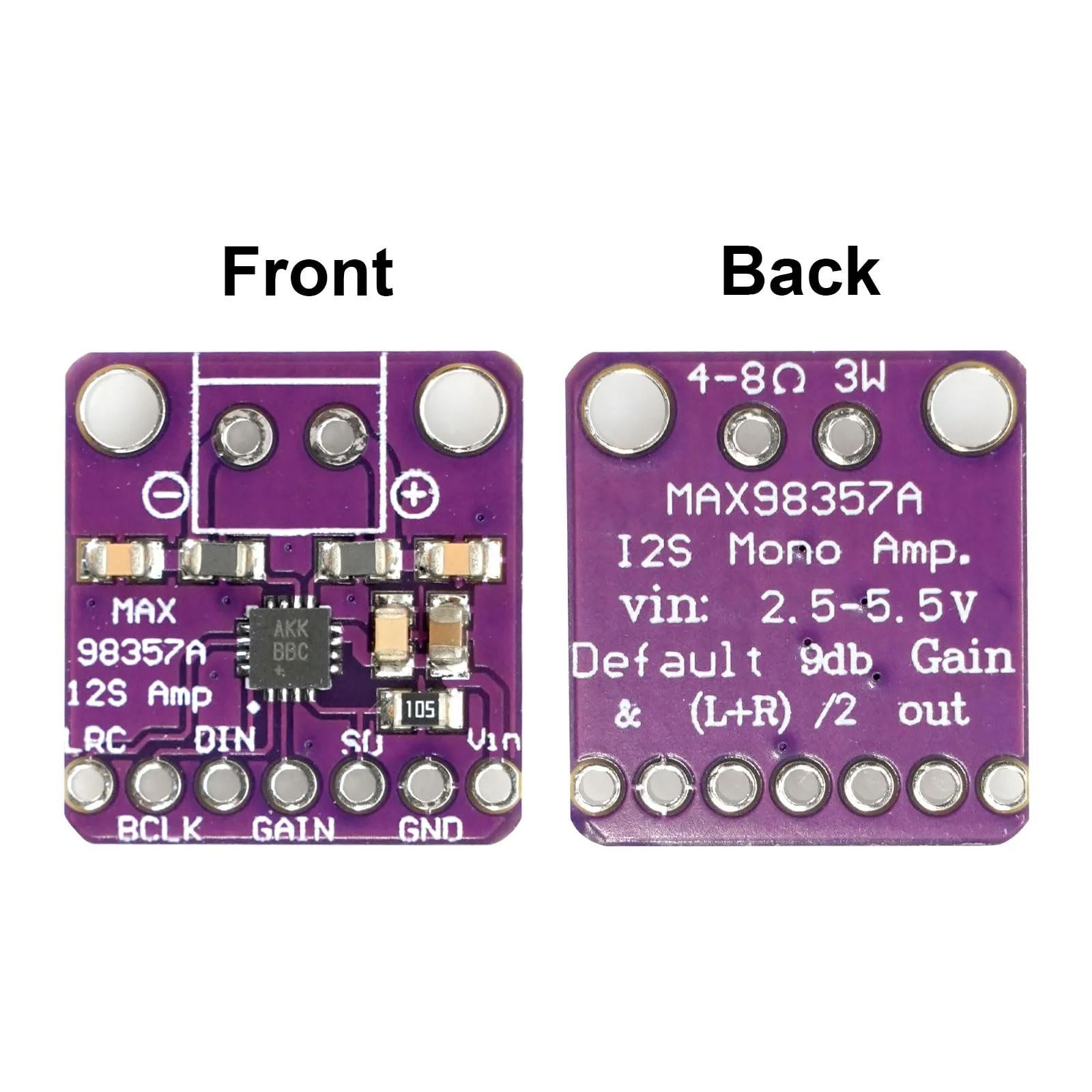 MAX98357 I2S 3W Class D Audio Amplifier Module AYWHP 5 Pieces DAC Decoder Module Audio Board I2S DAC Decoder Breakout Module Filterless Audio AMP Board for Arduino - Image 3