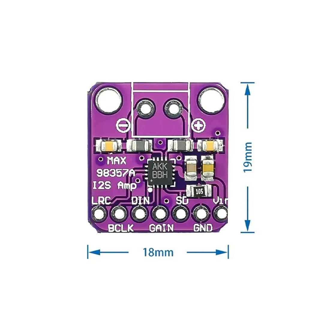 MAX98357 I2S 3W DAC Decoder Breakout Module Supports ESP32 Raspberry Pi Pack of 4 - Image 2