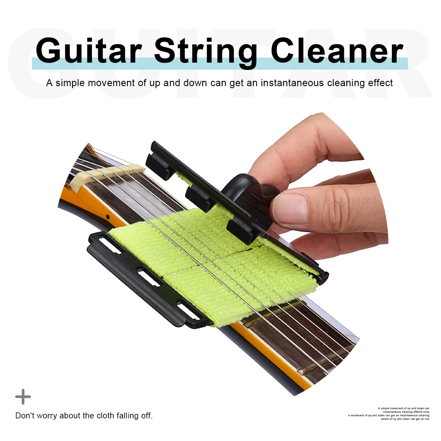 MAXCHEER 2pcs Guitar Cleaner Kit Dual Head Guitar Strings Cleaner Eraser - Rust Remover with Lubricant in Brush String and Clean Fretboard Cloth Tool Scrubber for Violin/Bass/Ukulele/Electric Guitars String Cleaner+Oil - Image 7