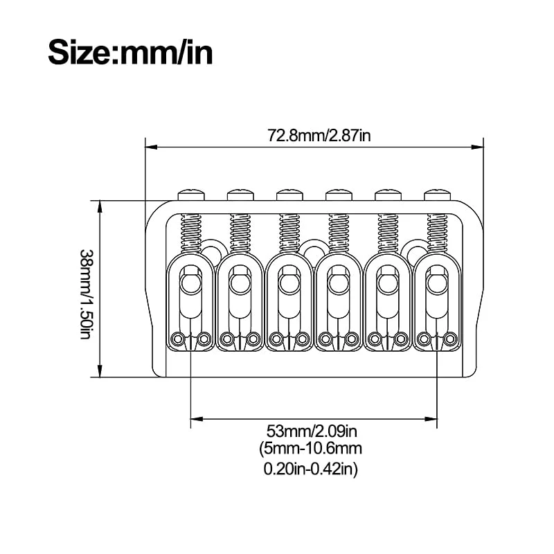 MAXCHEER 6 String Guitar Fixed Bridge 72.8x38MM-10.6– Metal Hardtail Bridges Replacement Part for Electric Guitar (Chrome, 72.8mm) Chrome - Image 2