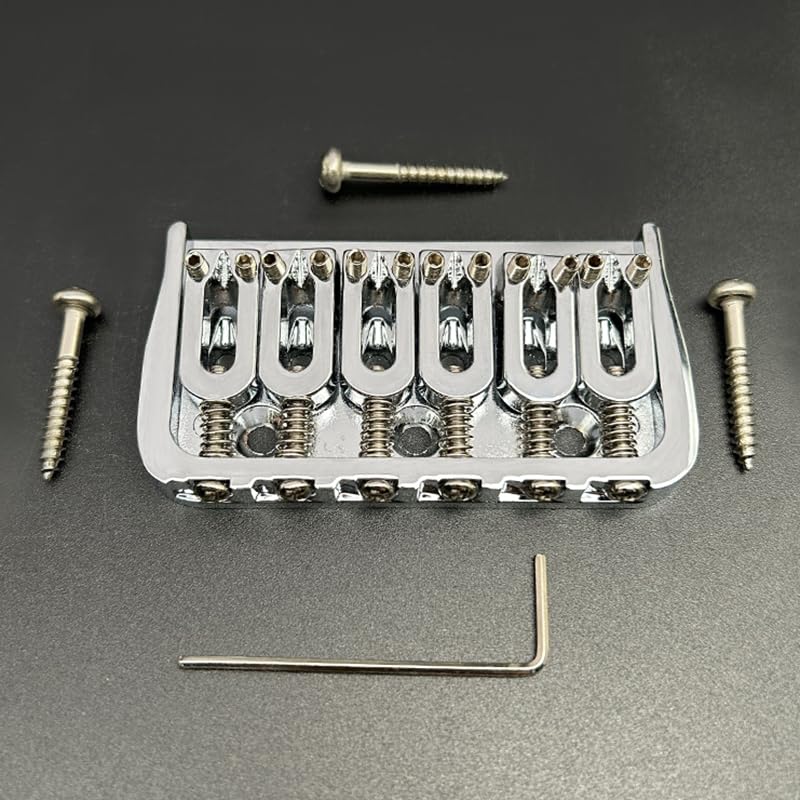 MAXCHEER 6 String Guitar Fixed Bridge 72.8x38MM-10.6– Metal Hardtail Bridges Replacement Part for Electric Guitar (Chrome, 72.8mm) Chrome - Image 8
