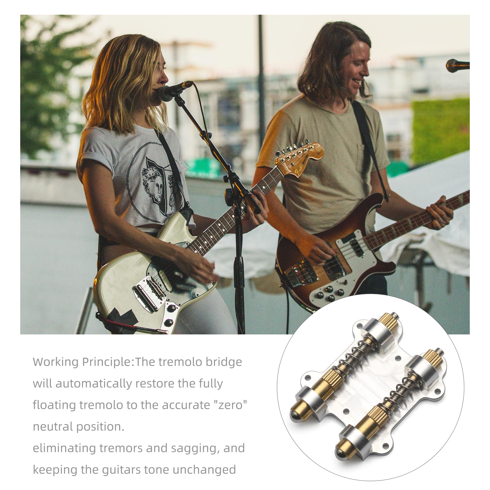 MAXCHEER Electric Guitar Brass Tremolo Bridge Brass Arming Adjuster for FR Tremsetter Set Guitar Tremolo Stabilizer Stopper Guitar Parts with Screws&Wrench(Dual) Dual - Image 3