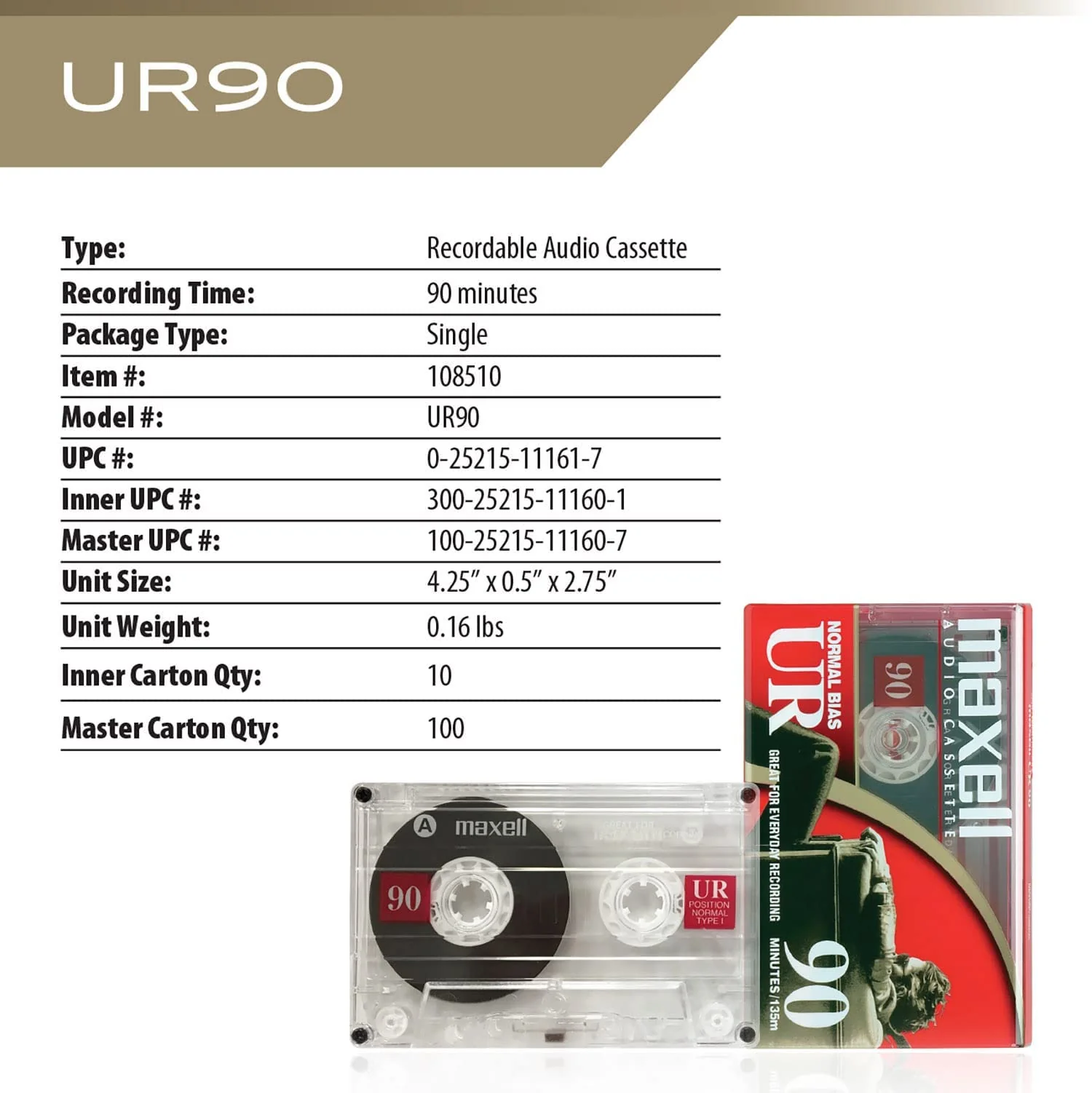 Maxell UR 90 Normal Bias Blank Audio Recording Cassette Tape, Low Noise, 90 Minute Recording Time, 5 Pack 1 Pack - Image 4