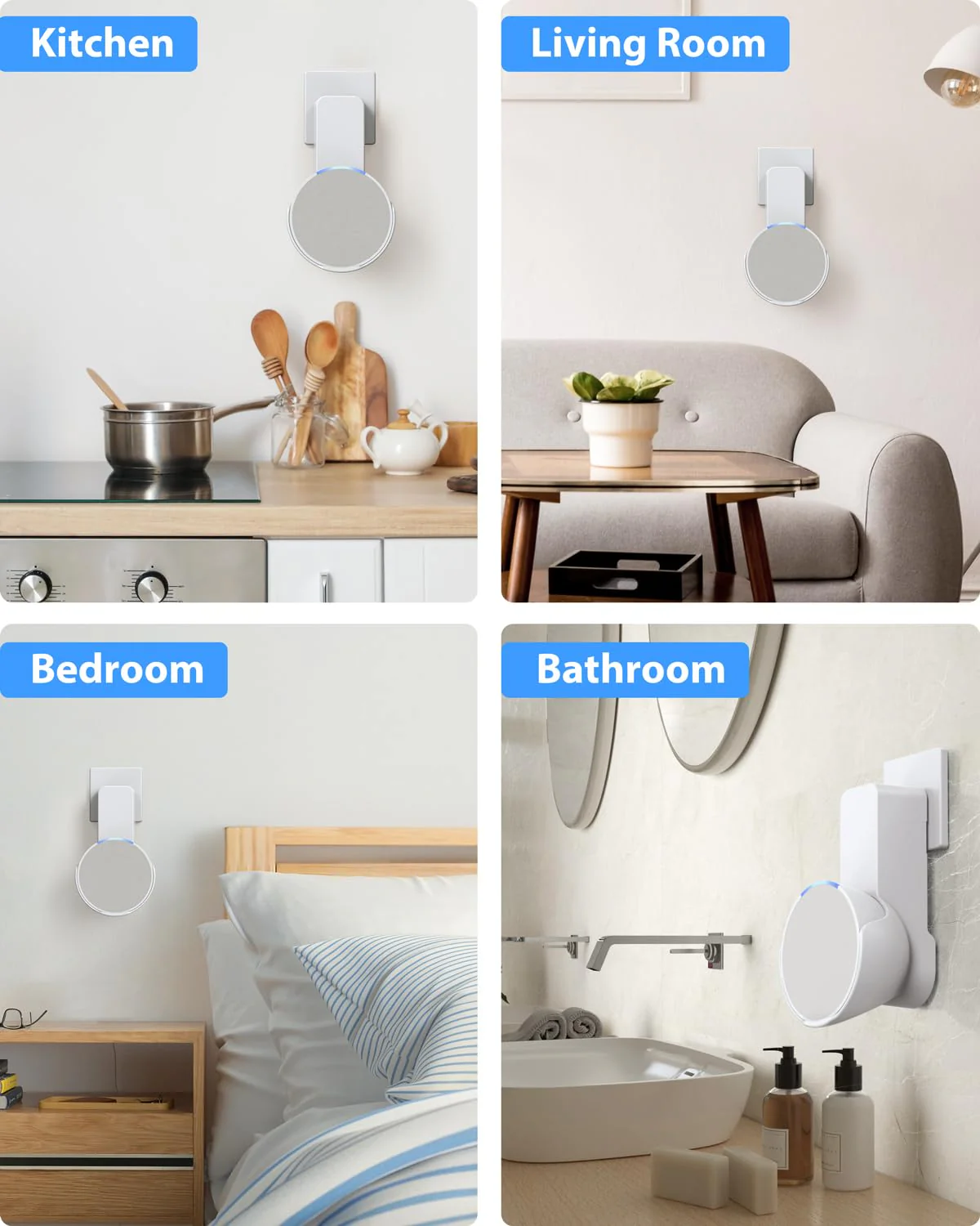 Maxonar Wall Mount for Echo Pop, Echo Pop Wall Mount Speaker Stand Holder No Screws and Drill Needed Cable Hidden Storage - White - Image 7