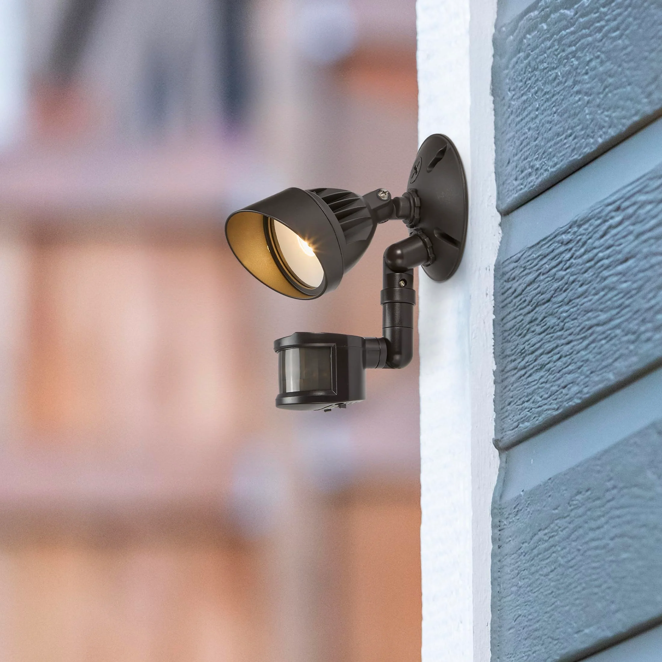 Maxxima LED Outdoor Flood Wall Light, Exterior Security Light with Adjustable Head, 800 Lumens, Featuring Motion Sensor and Dusk to Dawn Sensor, 3000K Warm White, Brown Fixture - Image 5