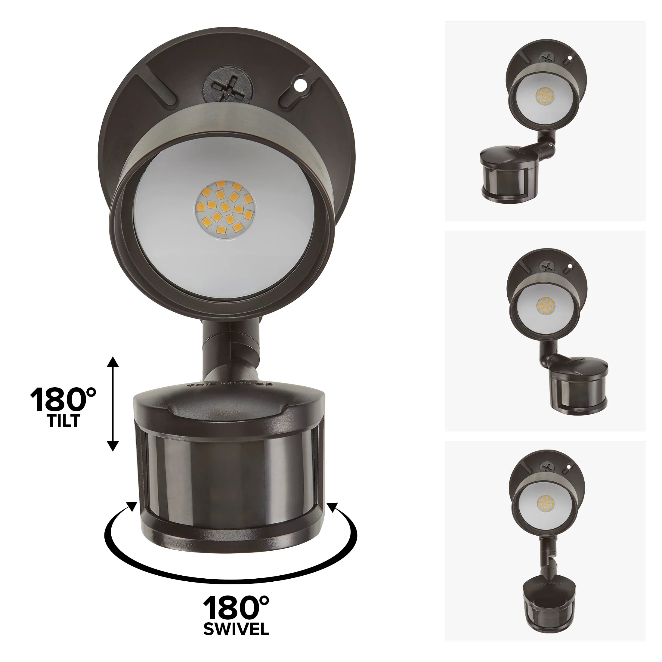 Maxxima LED Outdoor Flood Wall Light, Exterior Security Light with Adjustable Head, 800 Lumens, Featuring Motion Sensor and Dusk to Dawn Sensor, 3000K Warm White, Brown Fixture - Image 6