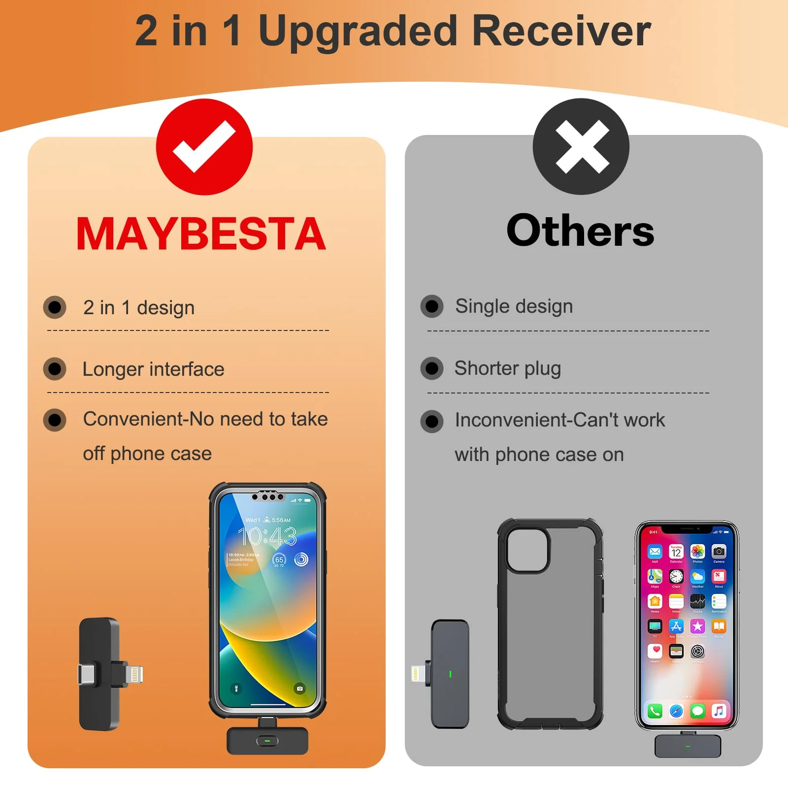 MAYBESTA Wireless Lavalier Microphone for iPhone, iPad, Android - Bluetooth Lapel Phone Mic for Video Recording - Mini Clip on Microphones for YouTube Podcast Interview - Image 2