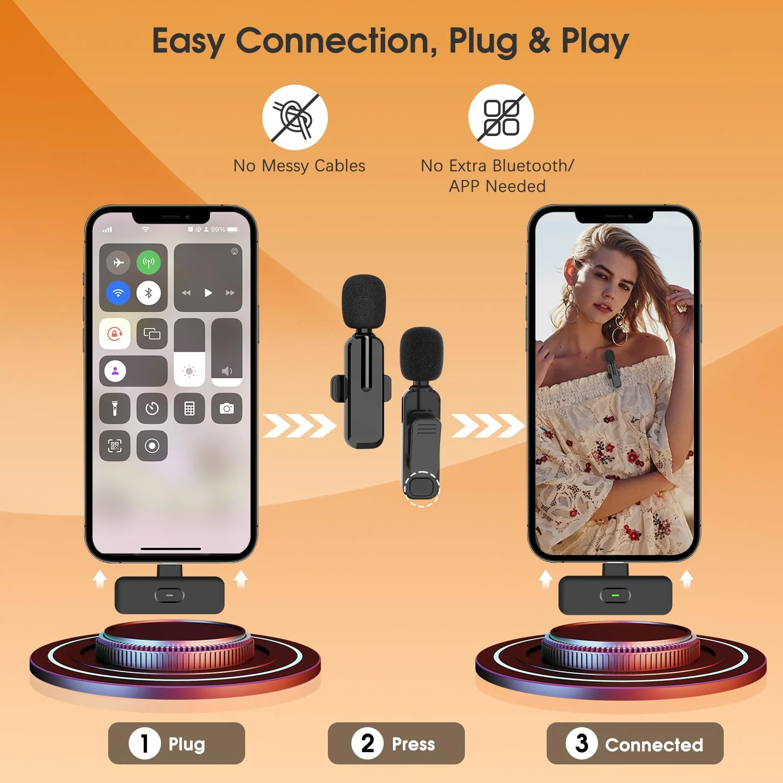 MAYBESTA Wireless Lavalier Microphone for iPhone, iPad, Android - Bluetooth Lapel Phone Mic for Video Recording - Mini Clip on Microphones for YouTube Podcast Interview - Image 5