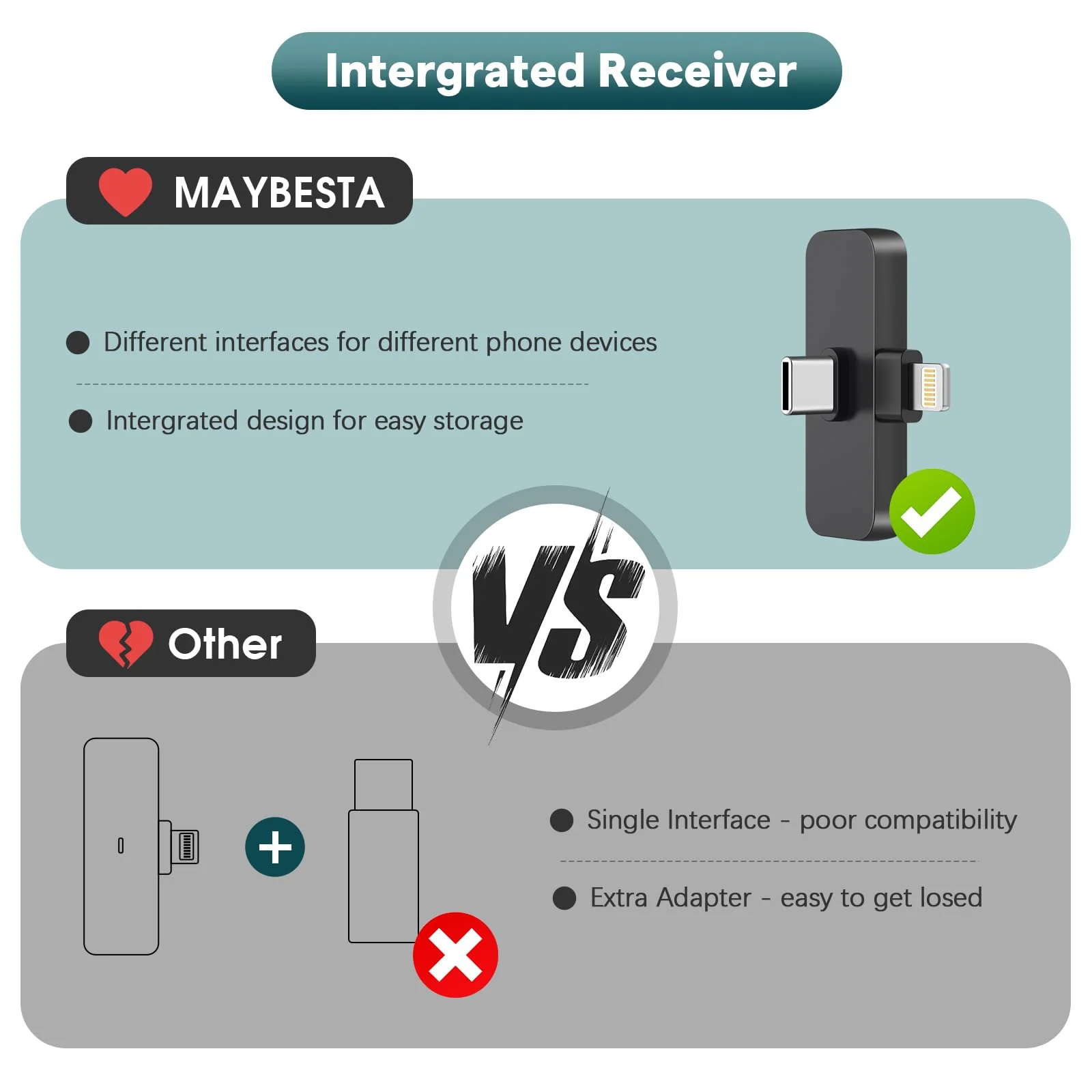 MAYBESTA Wireless Mini Microphone for iPhone, Android Phone - 2 Pack Lavalier Lapel Mic for Audio Video Recording - Clip on Content Creator Microphones for YouTube Tiktok Podcast Vlogging USB-C & Lightning(All iPhones + Androids) - Image 4