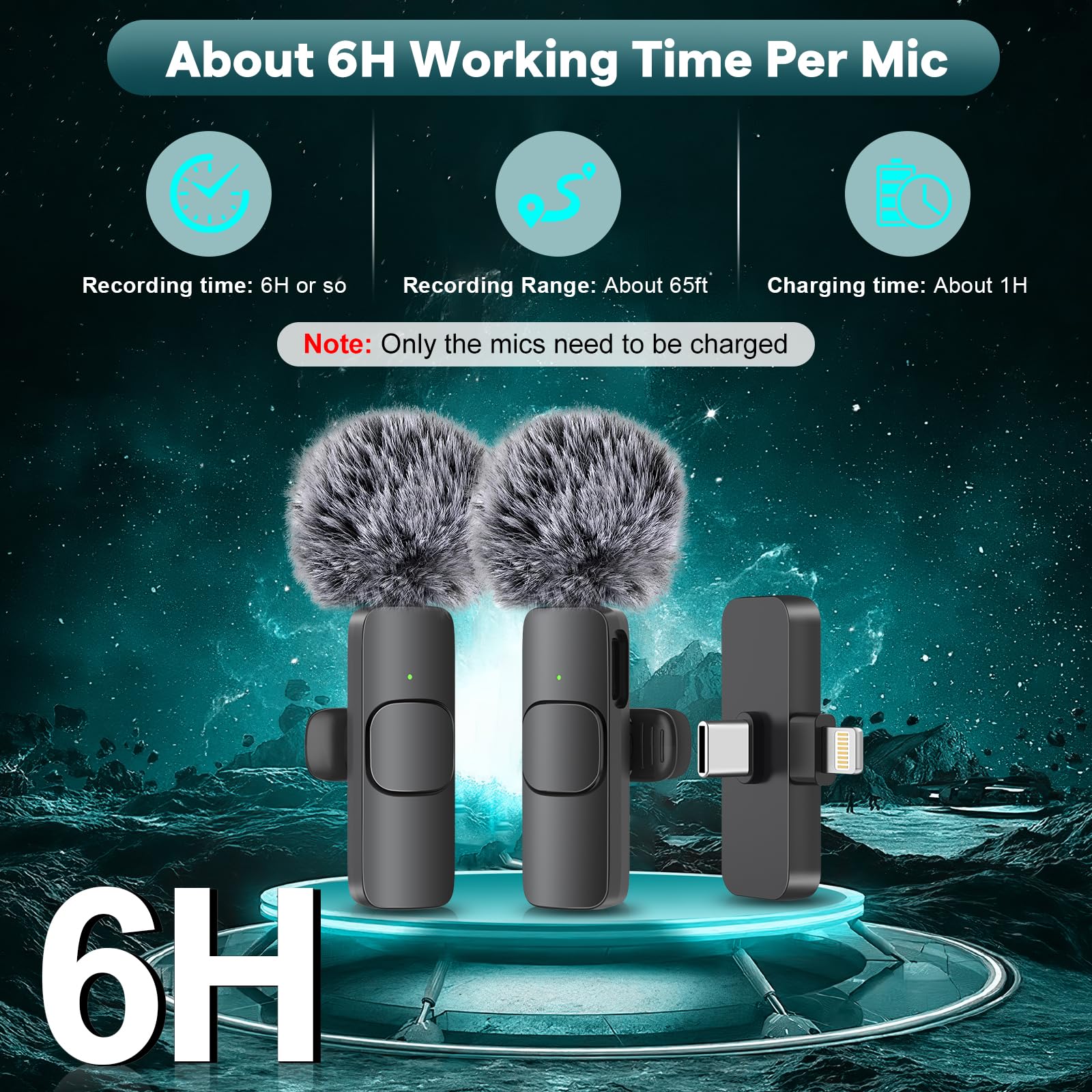 MAYBESTA Wireless Mini Microphone for iPhone, Android Phone - 2 Pack Lavalier Lapel Mic for Audio Video Recording - Clip on Content Creator Microphones for YouTube Tiktok Podcast Vlogging USB-C & Lightning(All iPhones + Androids) - Image 7
