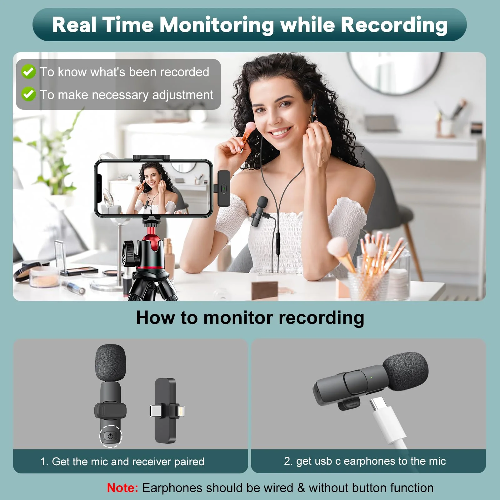 MAYBESTA Wireless Mini Microphone for iPhone, Android Phone - 2 Pack Lavalier Lapel Mic for Audio Video Recording - Clip on Content Creator Microphones for YouTube Tiktok Podcast Vlogging USB-C & Lightning(All iPhones + Androids) - Image 8
