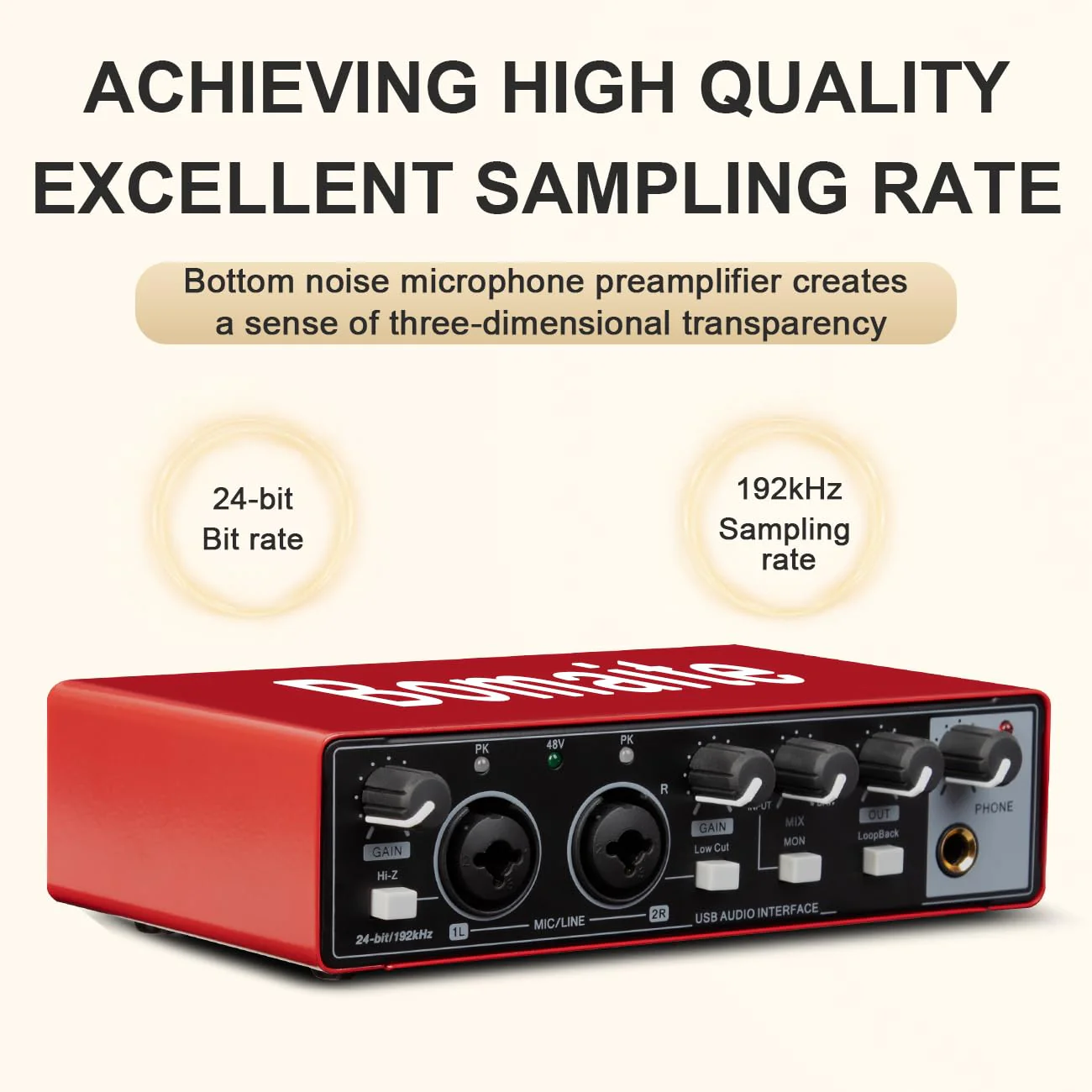 MB28 USB Audio Interface for PC & Mac: 2x2 Guitar & Recording, 24Bit/192kHz, 48V Phantom Power for Podcasting & Music Production - Image 7