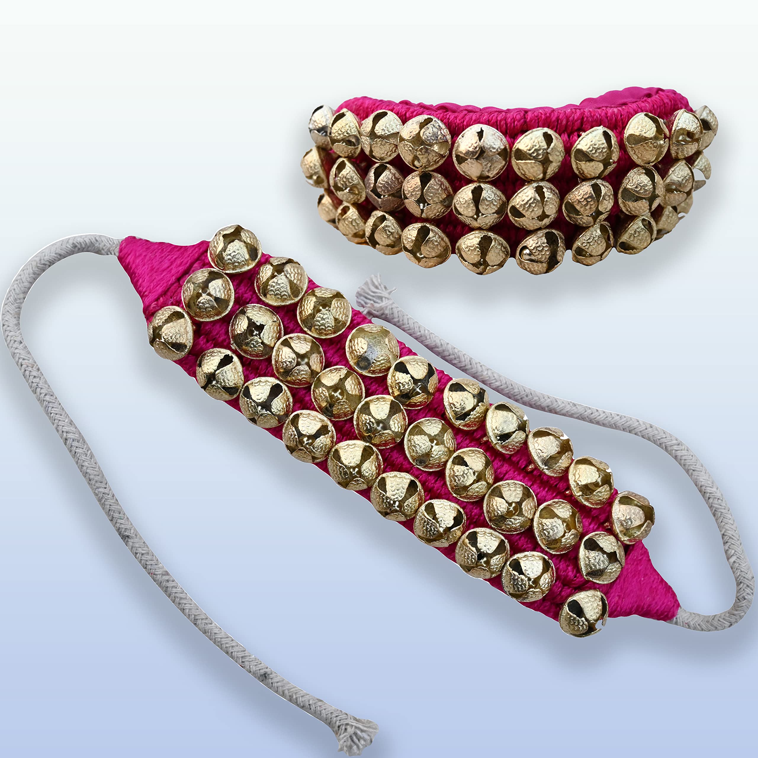 MBI Ankle bells Bharatnatyam Ghungroo and kathak dancing Anklet (Ghungroo) |Musical Instrument Dancing gear| Indian Classical Dancers Anklet (Purple Padded 3 Row with 60 Bells) Purple - Image 6