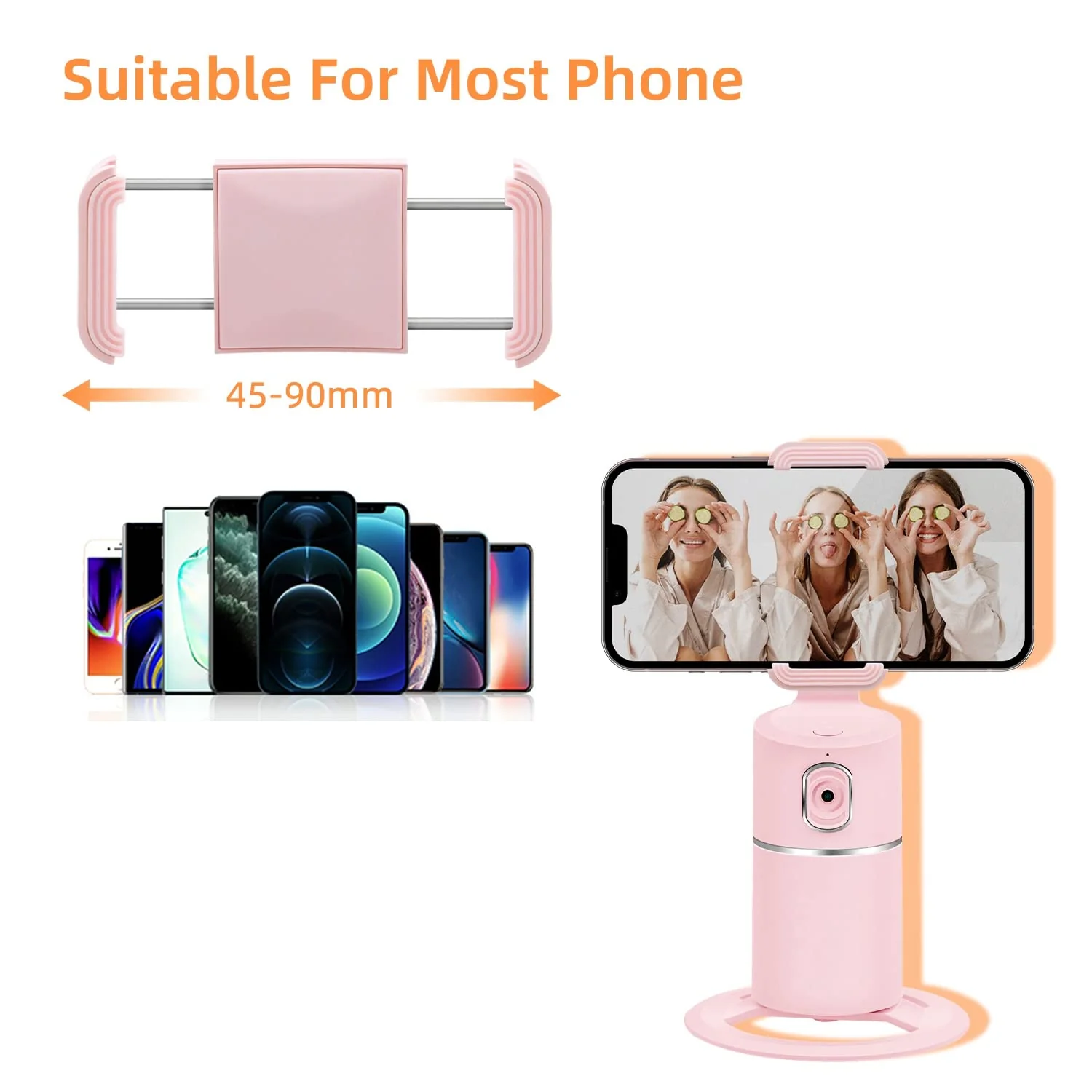 Mcbazel Auto Face Tracking Tripod, No App Required, Rechargeable Battery, 360° Rotation Phone Tracking Holder Face Body Phone Camera Mount for Live Vlog Streaming Video Chat - Pink - Image 7