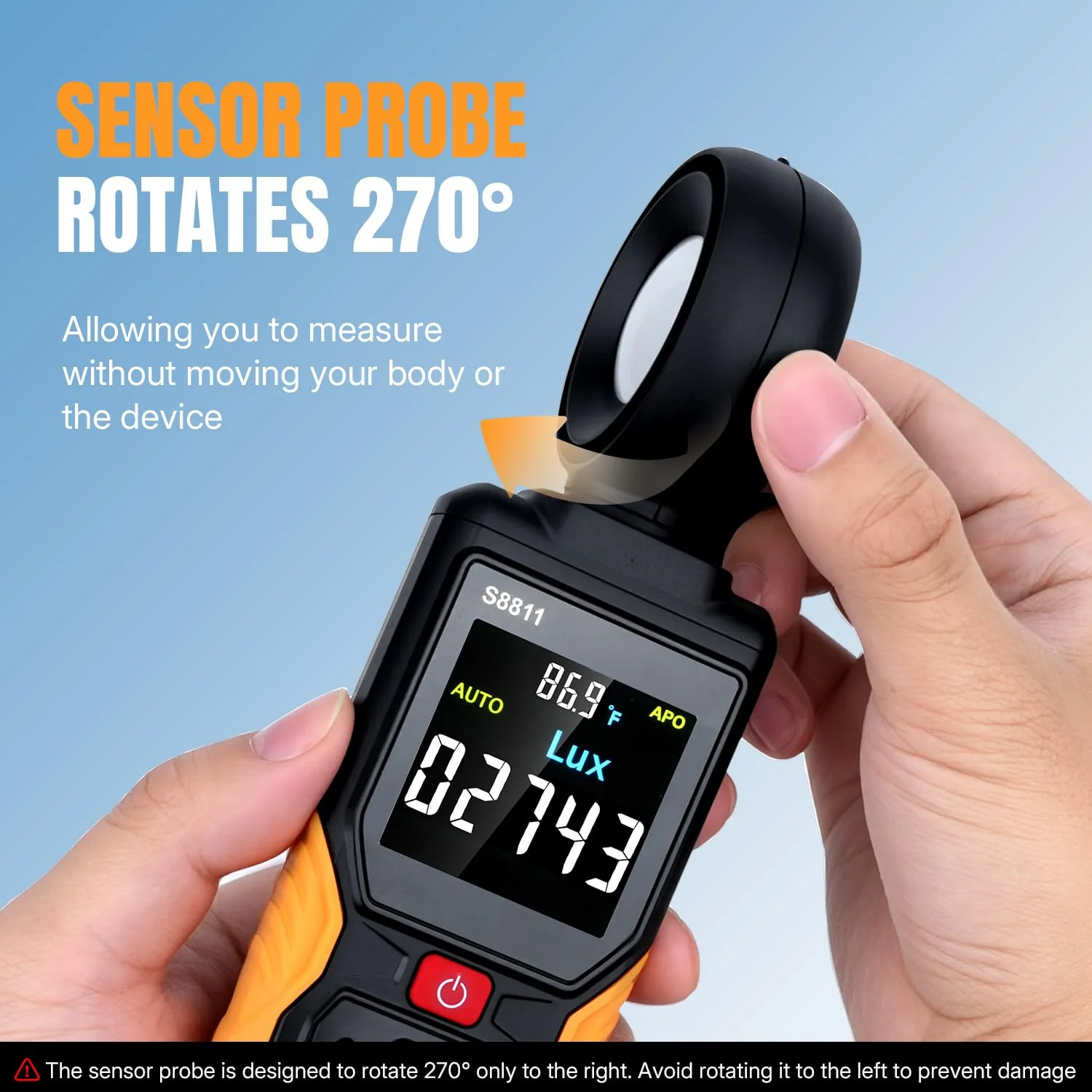 Mcbazel Digital Light Meter with HD Color Screen, 270° Rotatable Head & Fast 8X/s Sampling – High-Precision Illuminance Meter (200,000 Lux/FC) for LED Grow Lights, Plants, Photography & Lumen Testing - Image 3