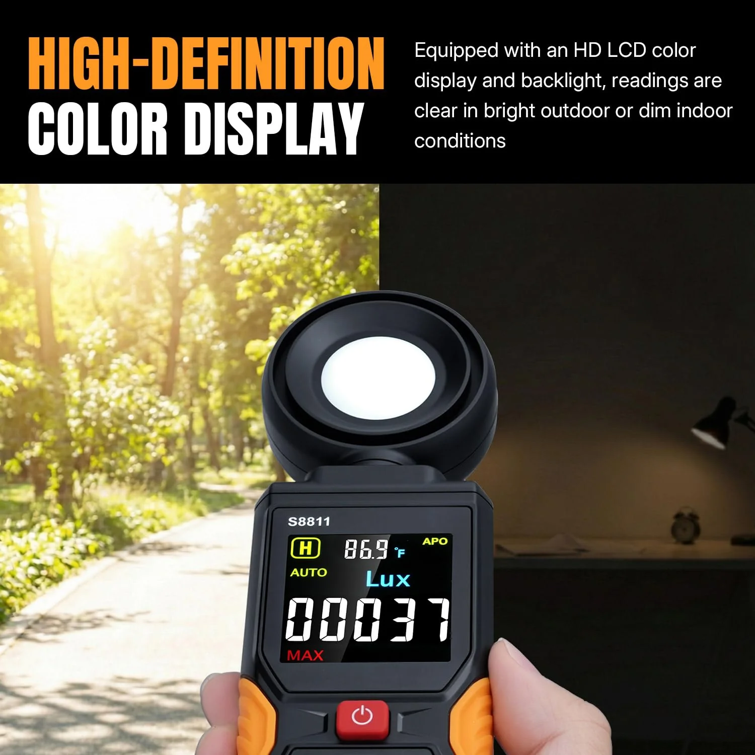 Mcbazel Digital Light Meter with HD Color Screen, 270° Rotatable Head & Fast 8X/s Sampling – High-Precision Illuminance Meter (200,000 Lux/FC) for LED Grow Lights, Plants, Photography & Lumen Testing - Image 5