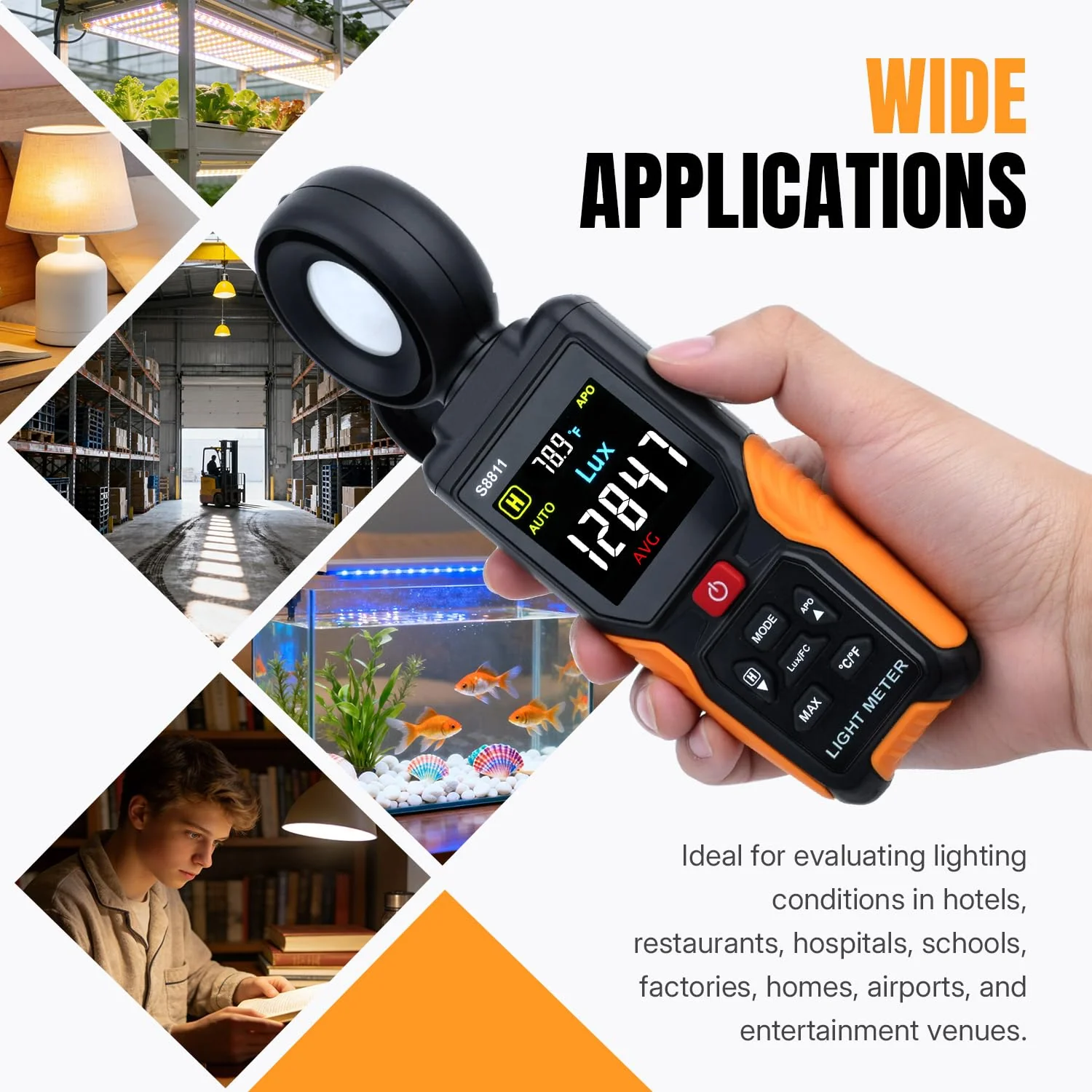 Mcbazel Digital Light Meter with HD Color Screen, 270° Rotatable Head & Fast 8X/s Sampling – High-Precision Illuminance Meter (200,000 Lux/FC) for LED Grow Lights, Plants, Photography & Lumen Testing - Image 7
