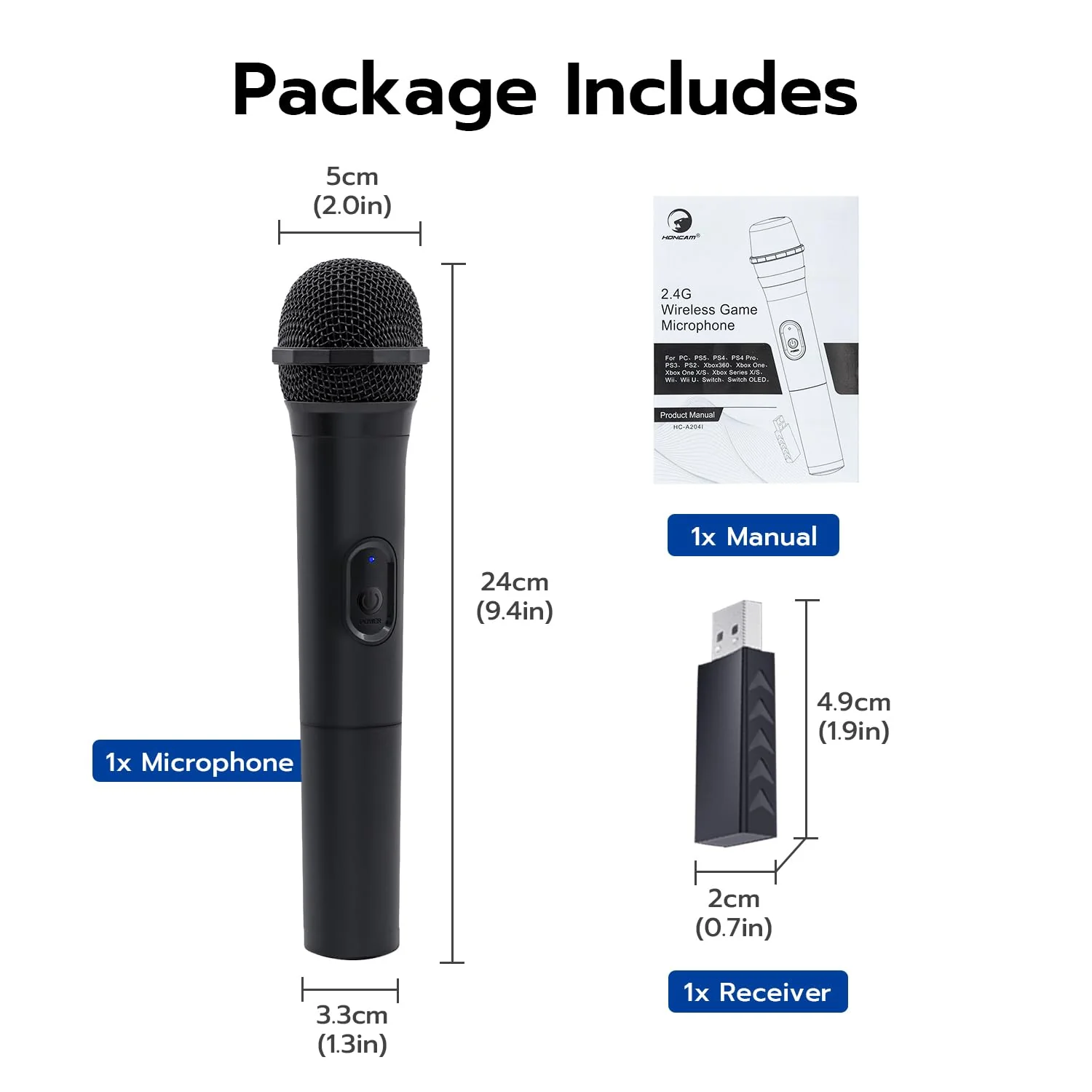 Mcbazel Wireless USB Gaming Microphone Compatible with Xbox Series X/S, PS5, Switch OLED, NS Switch/Switch2, PC, PS4, PS3, PS2, Xbox One X/S, Xbox One, Xbox 360, Wii 1 Pack - Image 9