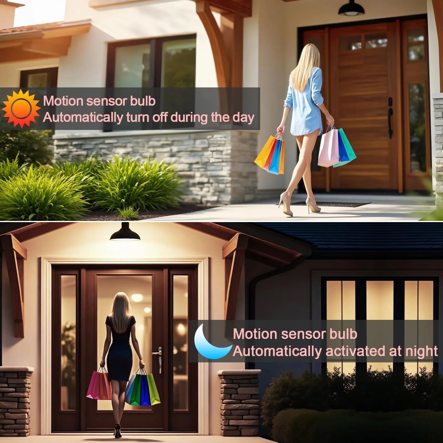 McDen Motion Sensor Light Bulb, PAR38 16W Equivalent 100W 6000K Daylight, Indoor Motion Activation Detector Light Bulb, E26 Base Dusk to Dawn Security Night Light.LED Flood Lights Outdoor, 4 Packs Daylight White PAR38-16W - Image 2