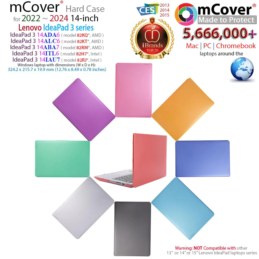 mCover Case compatible ONLY for 2022-2024 14" Lenovo IdeaPad 3 | 3i series (14ADA6 / 14ALC6 / 14ABA7 / 14ITL6 / 14IAU7) Windows Laptops (NOT fitting ANY other models)- Aqua - Image 2