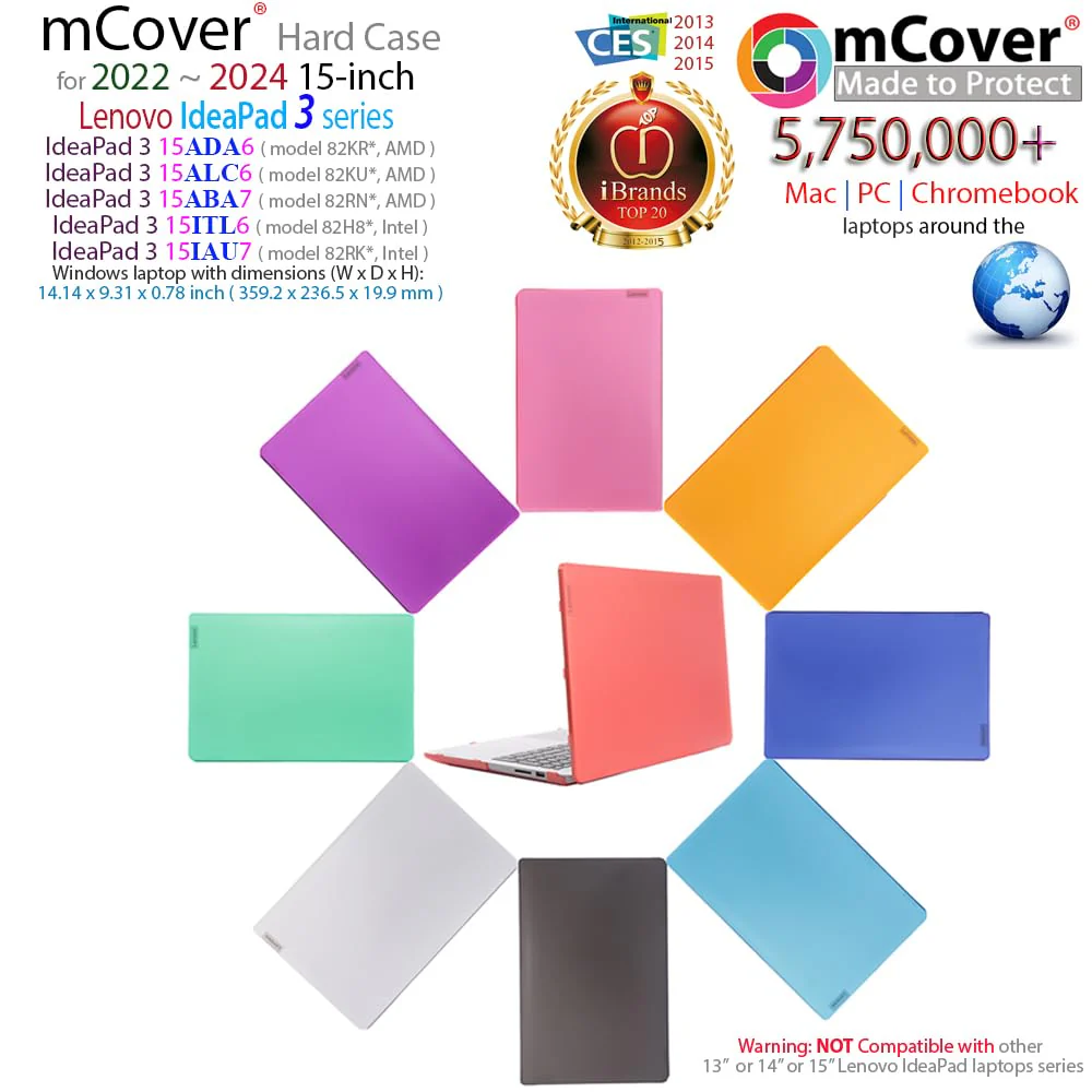 mCover Case compatible ONLY for 2022-2024 15" Lenovo IdeaPad 3 (15ADA6 / 15ALC6 / 15ABA7 / 15ITL6 / 15IAU7) series Windows Laptop Computers (NOT fitting ANY other models) - Black - Image 2