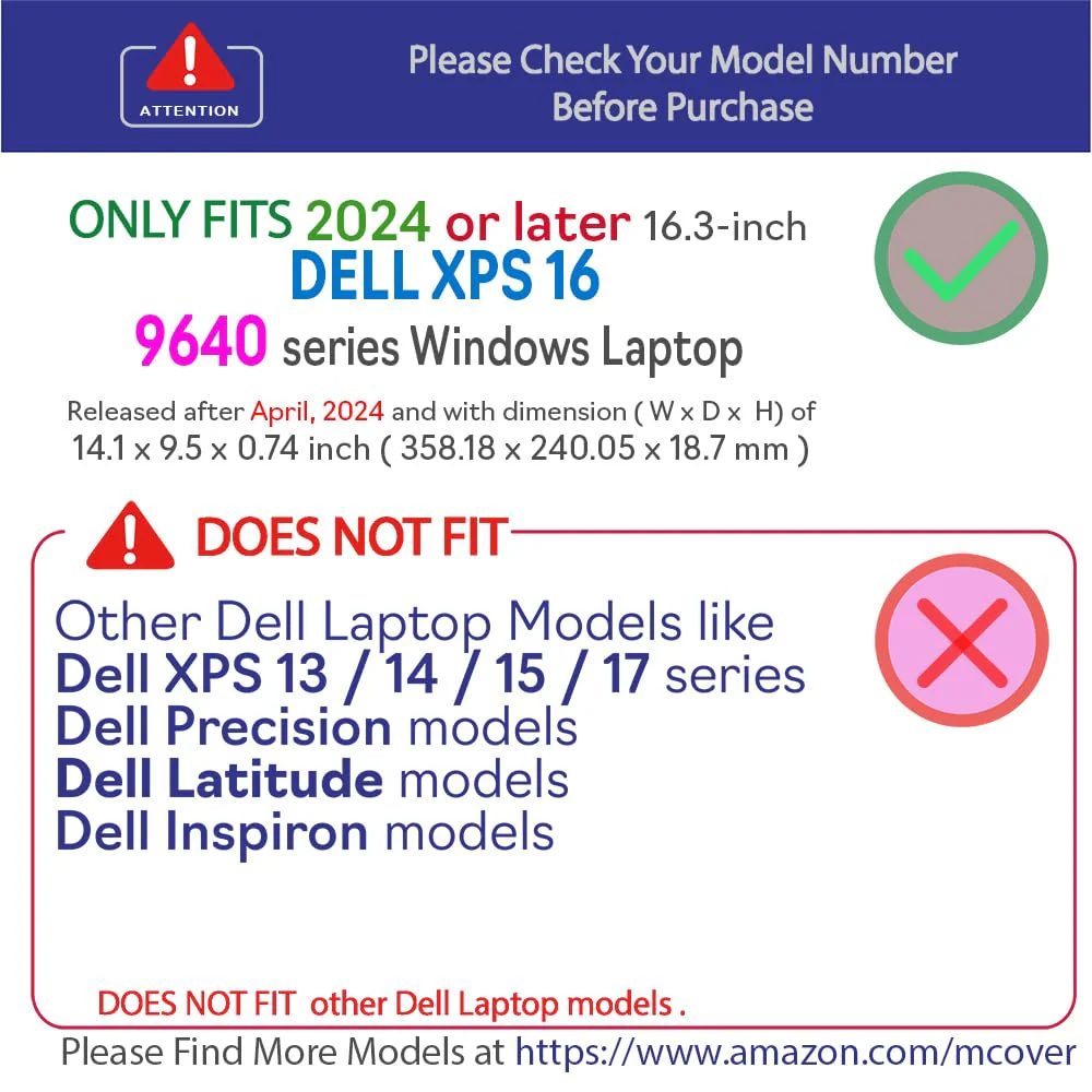 mCover Case ONLY Compatible for 2024 or later 16.3" Dell XPS 16 9640 series non-2-in-1 Traditional Windows Notebook Computers (NOT Fitting ANY Other Dell Models) - Black - Image 3