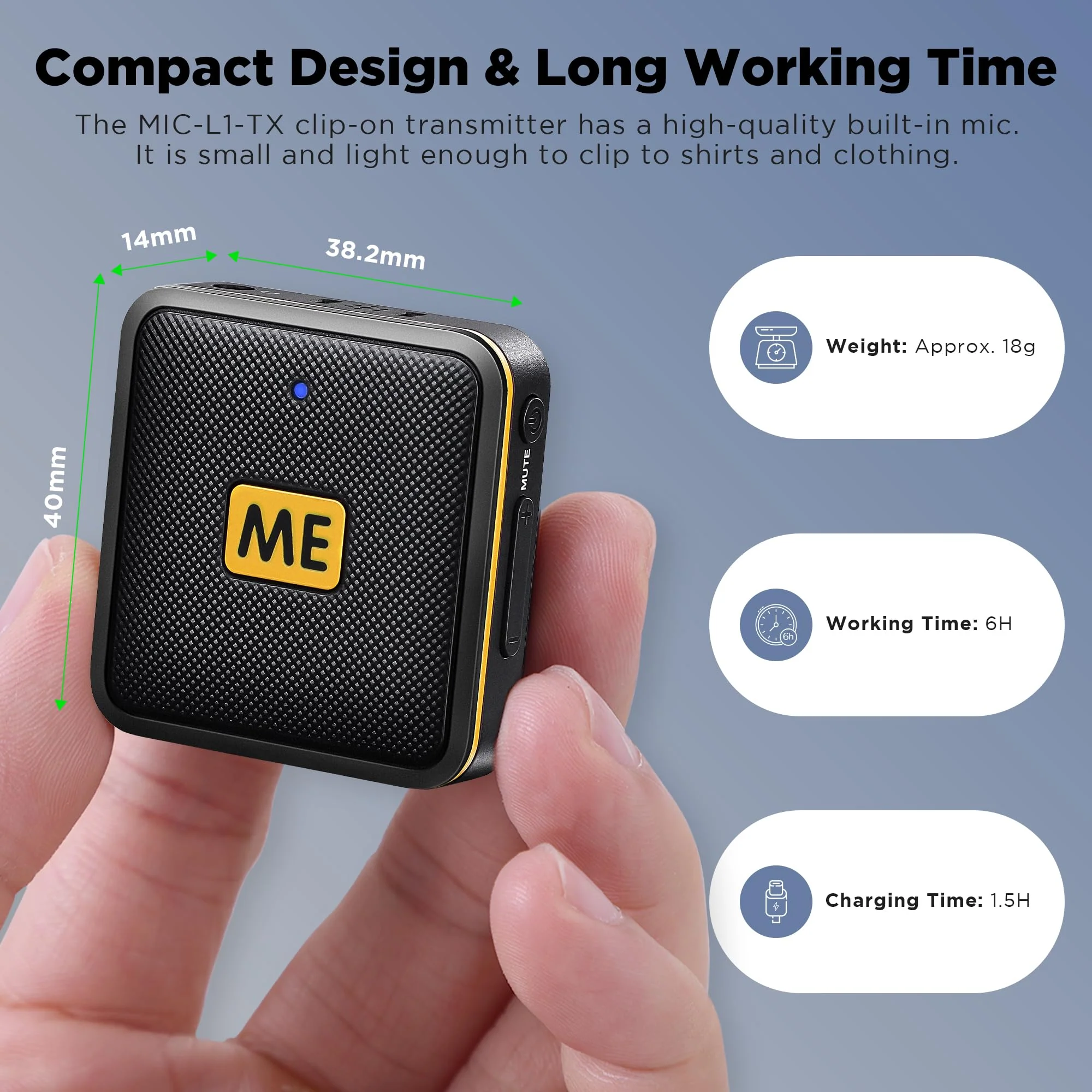 ME Wireless Lavalier Microphone for iPhone iPad Phone, MFi Certified, Noise Cancellation, Gain Control, 328ft Transmission, Wireless Lapel Podcast Microphone Mic for Video Recording, Vlogging lightning RX+TX - Image 4