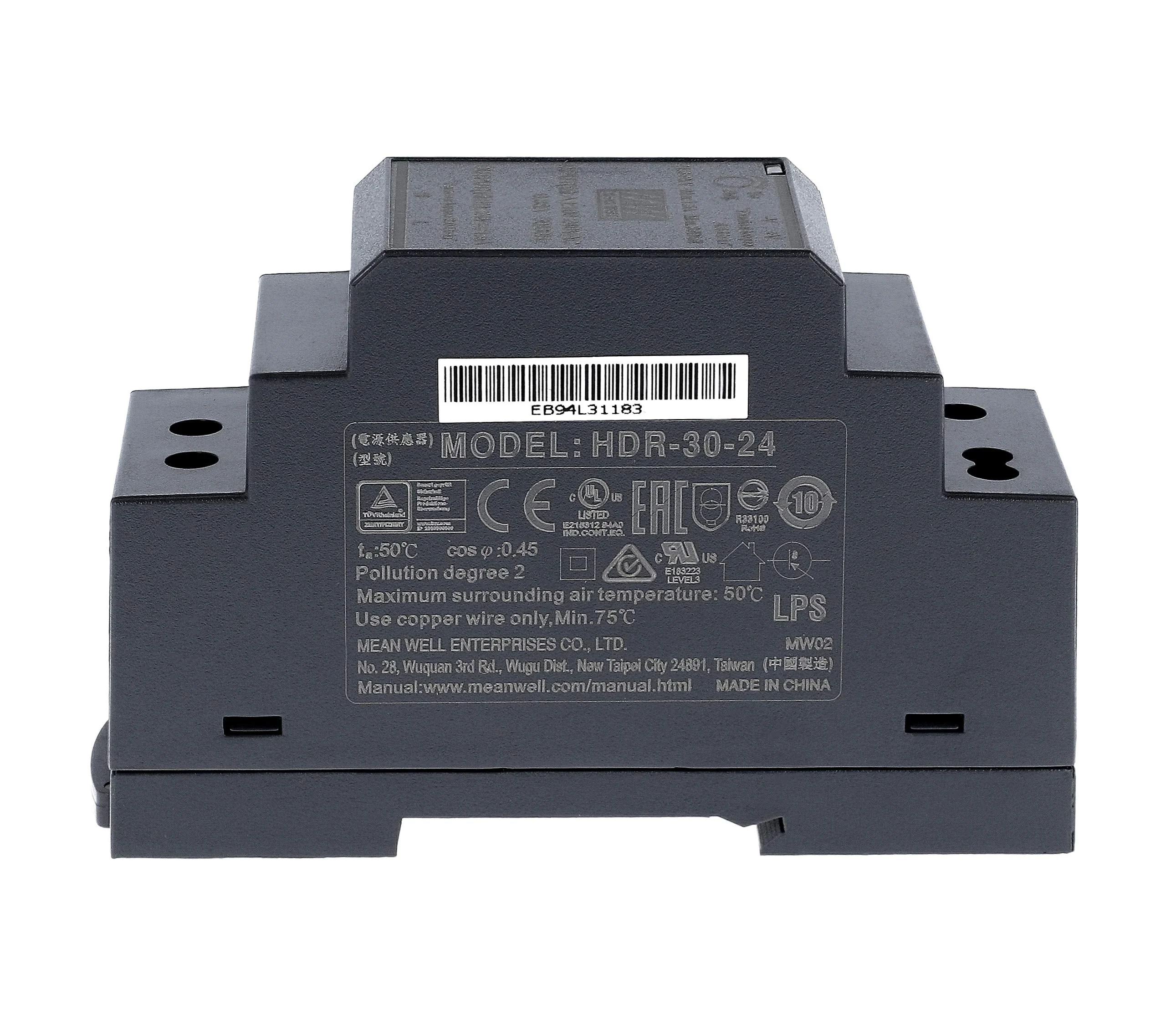 Mean Well HDR-30-24 DIN Rail Power Supply DIN-Rail 24 VDC 1.5 A 36 Watt Single - Image 4