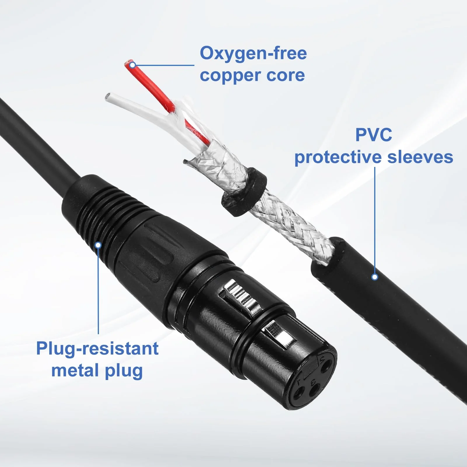 MECCANIXITY 16ft 6.35mm (1/4") TRS Female to XLR Male Interconnect Audio Microphone Cable XLR Female to Male Adapter Microphone Cable for Stage Studio Cable 16 ft - Image 3