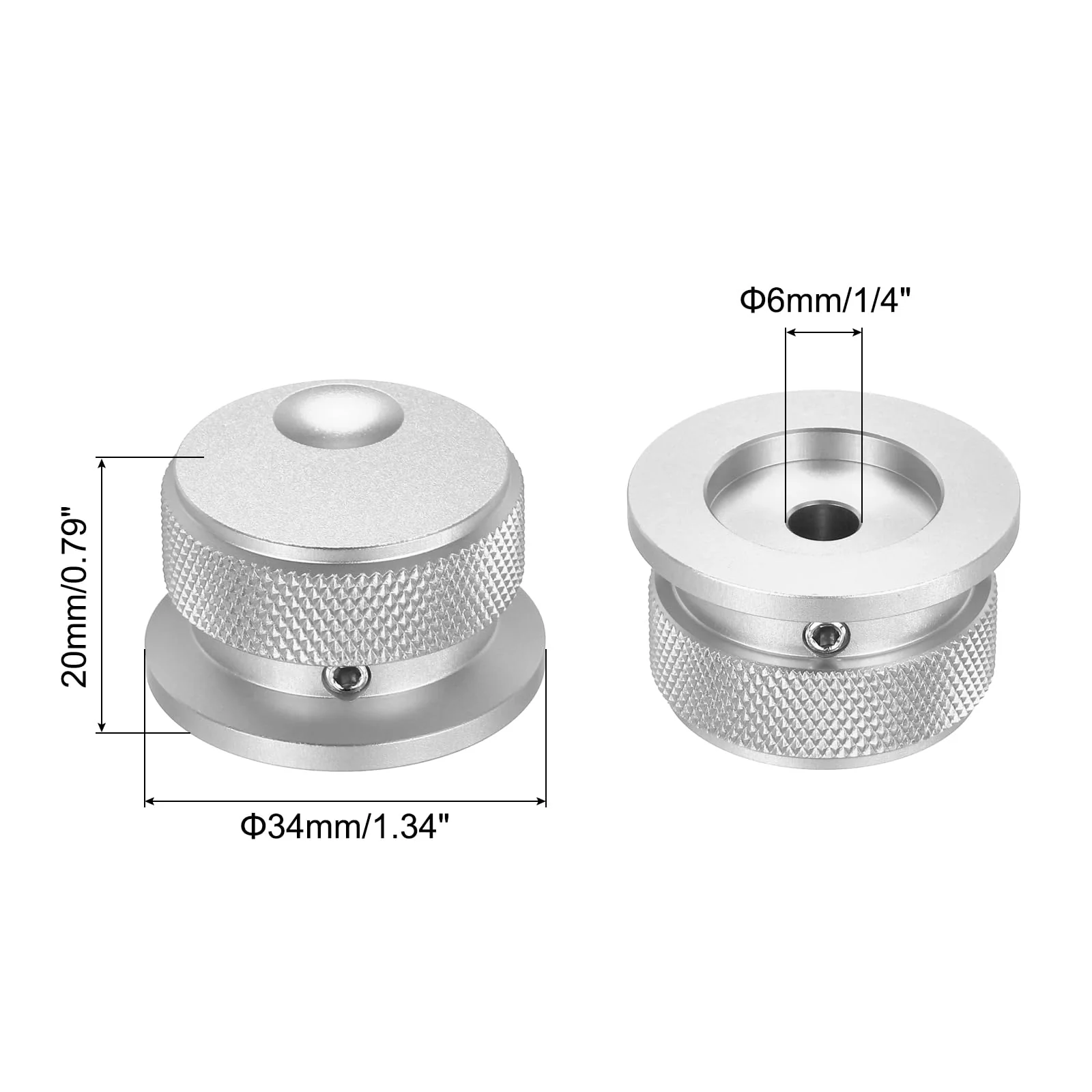 MECCANIXITY 2 Pcs Aluminium Potentiometer Knobs, 1/4" (6mm) Universal Volume Tone Control Knobs with Oval Groove Indicator for Guitar, 4/5" Silver(34x20mm) 34x20mm - Image 2