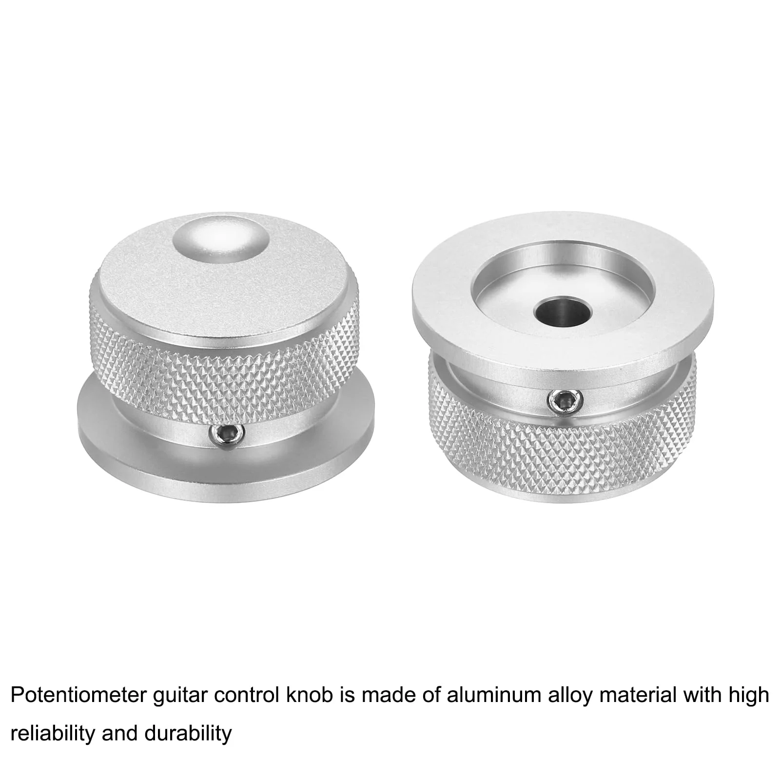 MECCANIXITY 2 Pcs Aluminium Potentiometer Knobs, 1/4" (6mm) Universal Volume Tone Control Knobs with Oval Groove Indicator for Guitar, 4/5" Silver(34x20mm) 34x20mm - Image 4
