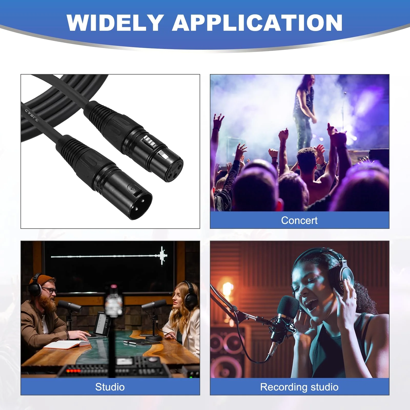 MECCANIXITY 2Pcs 3ft 3 Pin XLR Male to Female Mic Cable XLR Male to Female Adapter Microphone Cable for Stage Studio Cable 3 ft - Image 6