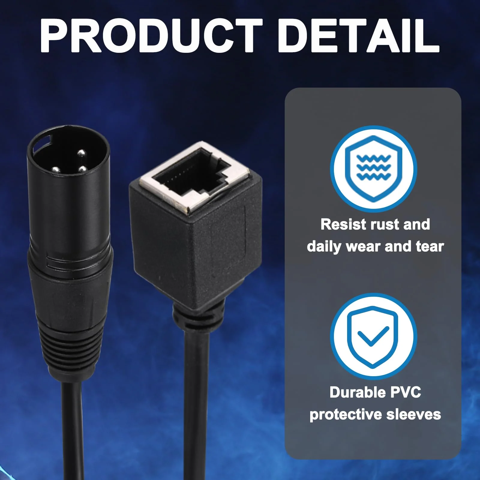 MECCANIXITY 3 Pin DMX512 XLR to RJ45 Female Adapter Cable, 4pcs 1.6ft Microphone Extension Cable for Stage Studio Console Lighting - Image 3
