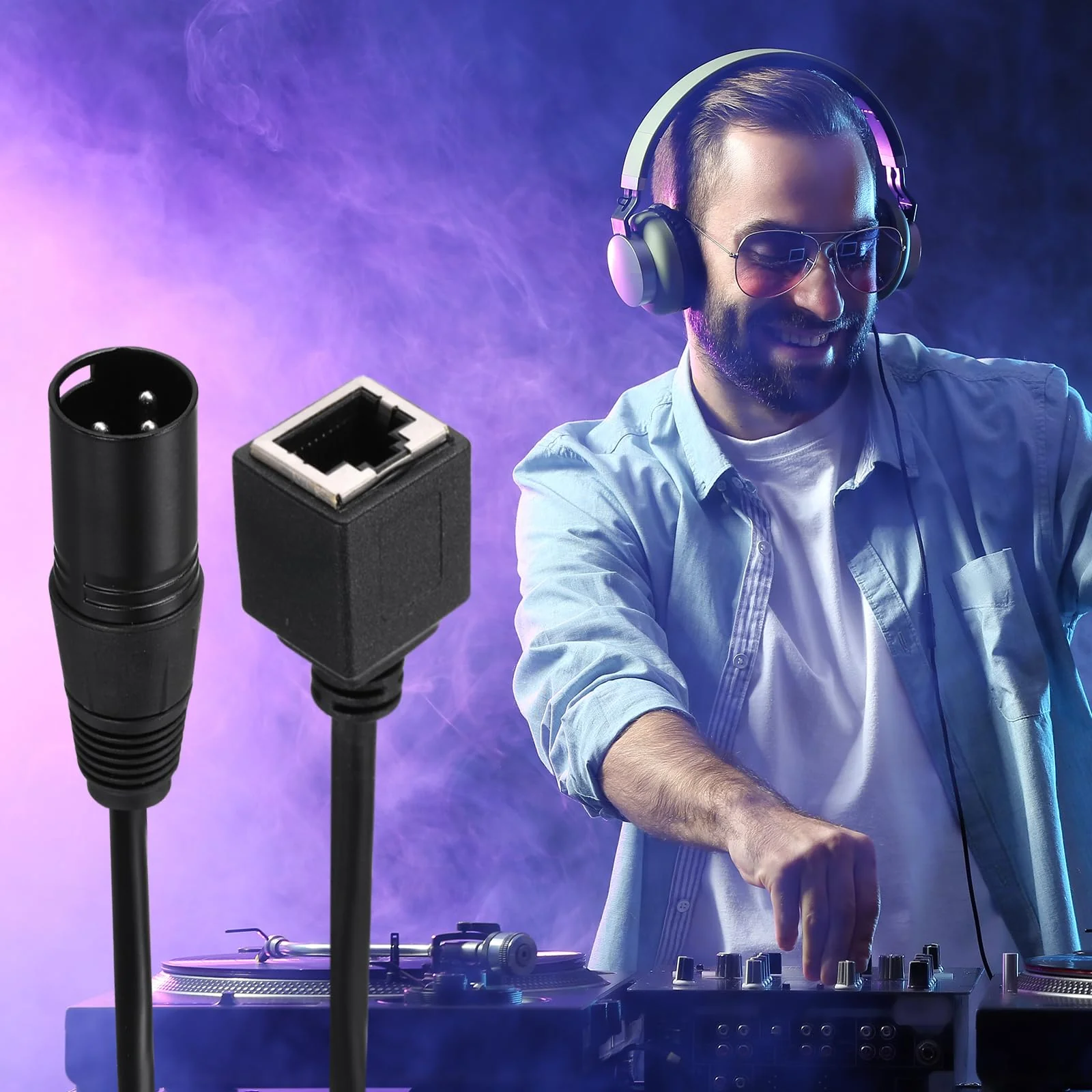 MECCANIXITY 3 Pin DMX512 XLR to RJ45 Female Adapter Cable, 4pcs 1.6ft Microphone Extension Cable for Stage Studio Console Lighting - Image 6