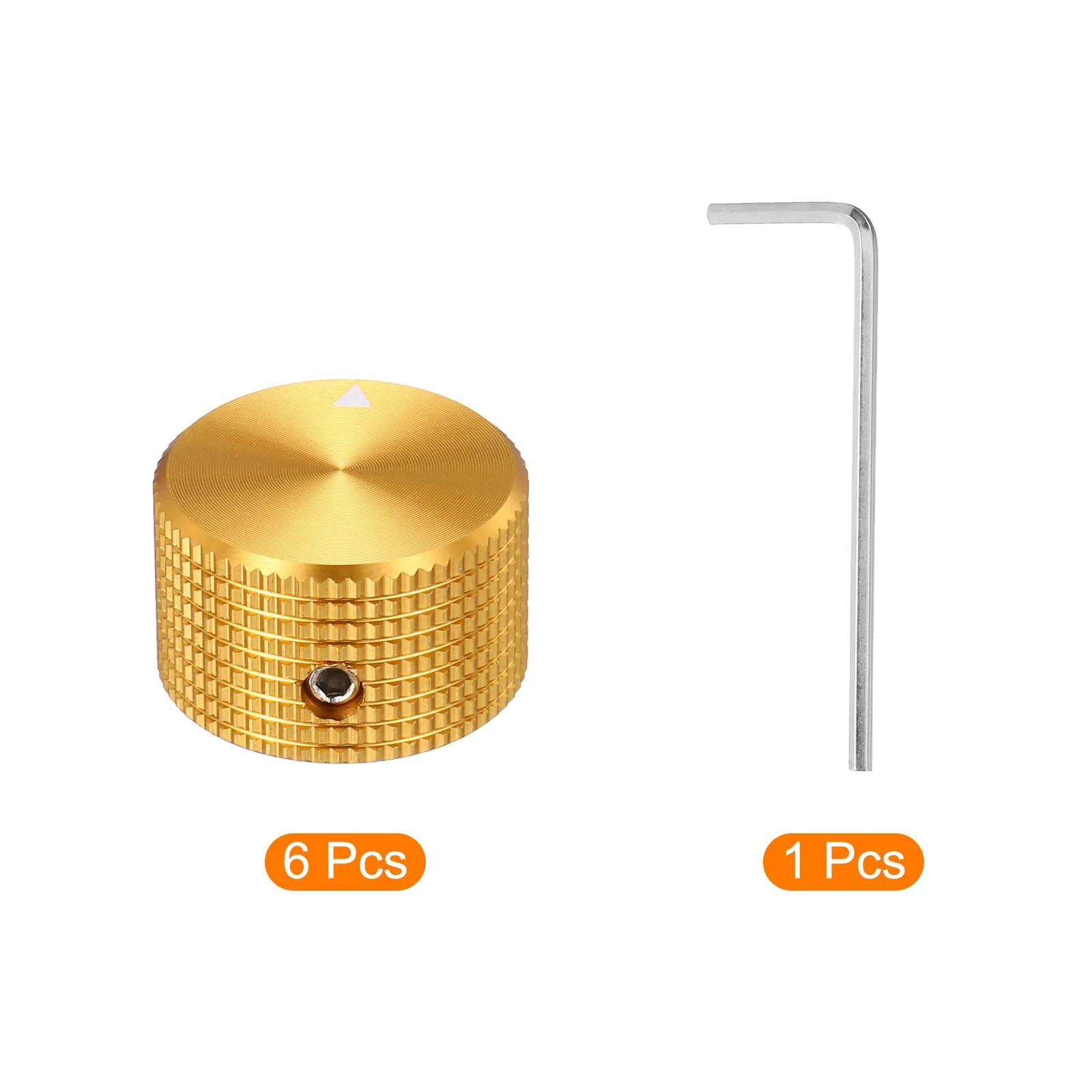 MECCANIXITY 6 Pcs Aluminium Potentiometer Knobs, 1/4" (6mm) Universal Volume Tone Control Knobs for Guitar, Bass, Grid 5/8" Gold - Image 3