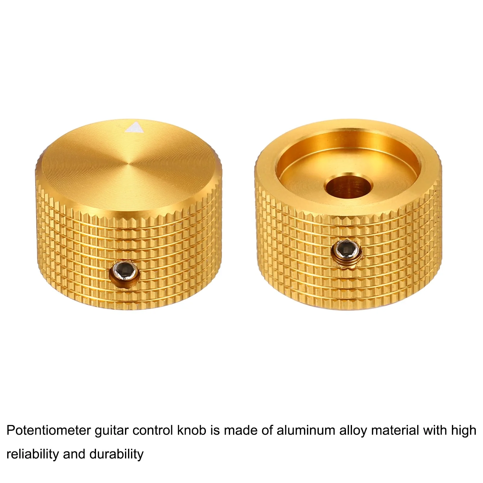 MECCANIXITY 6 Pcs Aluminium Potentiometer Knobs, 1/4" (6mm) Universal Volume Tone Control Knobs for Guitar, Bass, Grid 5/8" Gold - Image 4