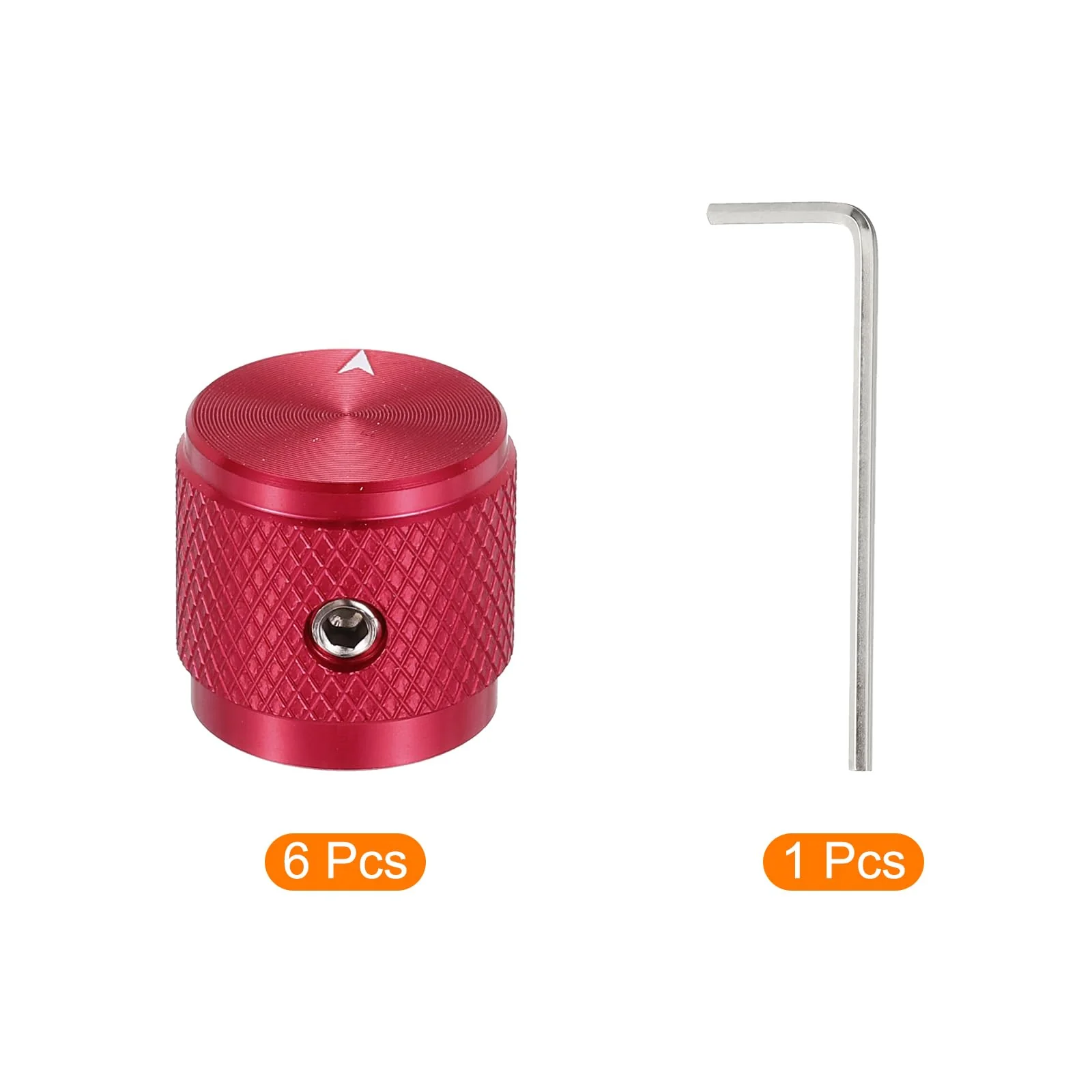 MECCANIXITY 6 Pcs Aluminium Potentiometer Knobs, 1/4" (6mm) Universal Volume Tone Control Knobs with Arrow Indicator for Guitar, 5/8" Red 17mmx16mm - Image 3