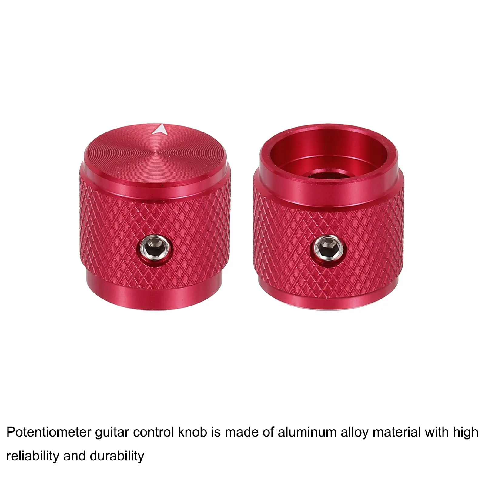 MECCANIXITY 6 Pcs Aluminium Potentiometer Knobs, 1/4" (6mm) Universal Volume Tone Control Knobs with Arrow Indicator for Guitar, 5/8" Red 17mmx16mm - Image 4