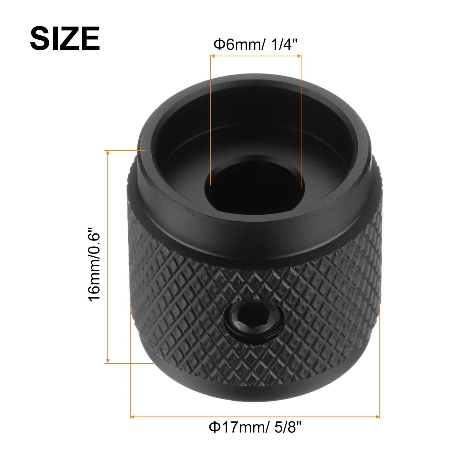MECCANIXITY 6PCS Guitar Knobs Metal, Volume Tone Control Dome Knobs 1/4" x 5/8" Potentiometer Knobs with Set Screw for Electric Guitar Bass, Black - Image 2